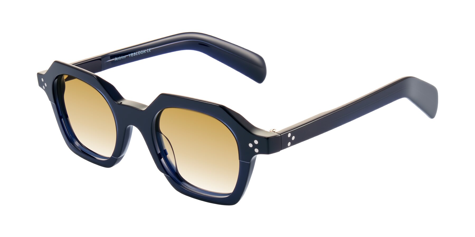 Angle of Antrim in Dark Black Blue with Champagne Gradient Lenses
