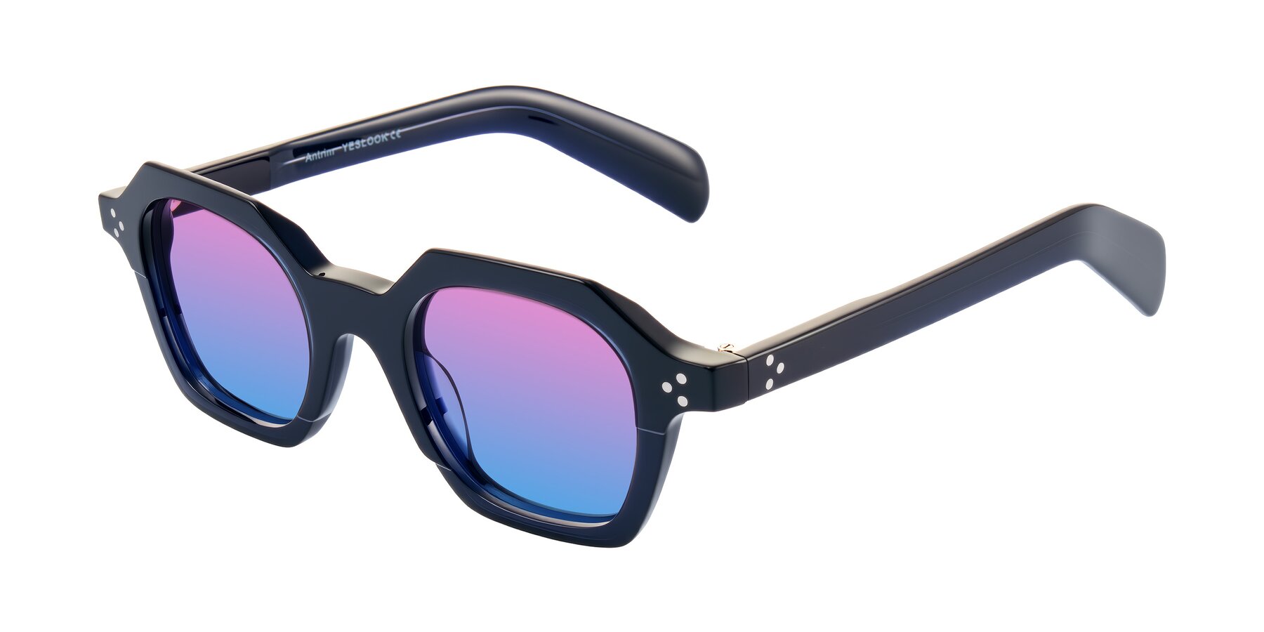 Angle of Antrim in Dark Black Blue with Pink / Blue Gradient Lenses