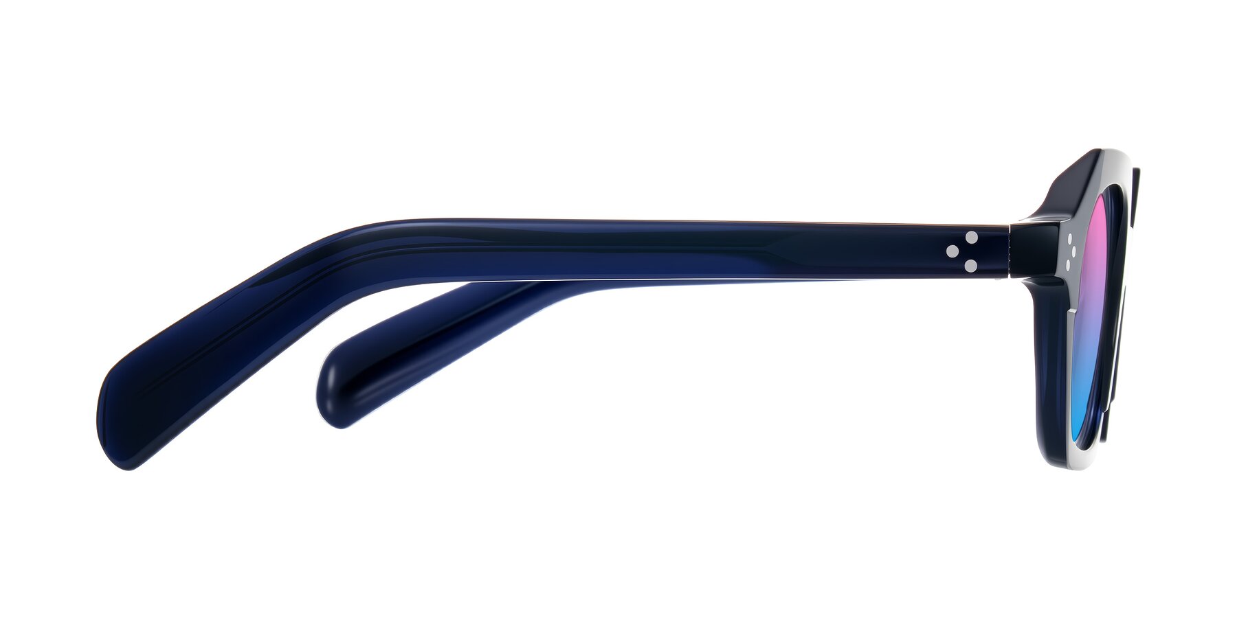 Side of Antrim in Dark Black Blue with Pink / Blue Gradient Lenses