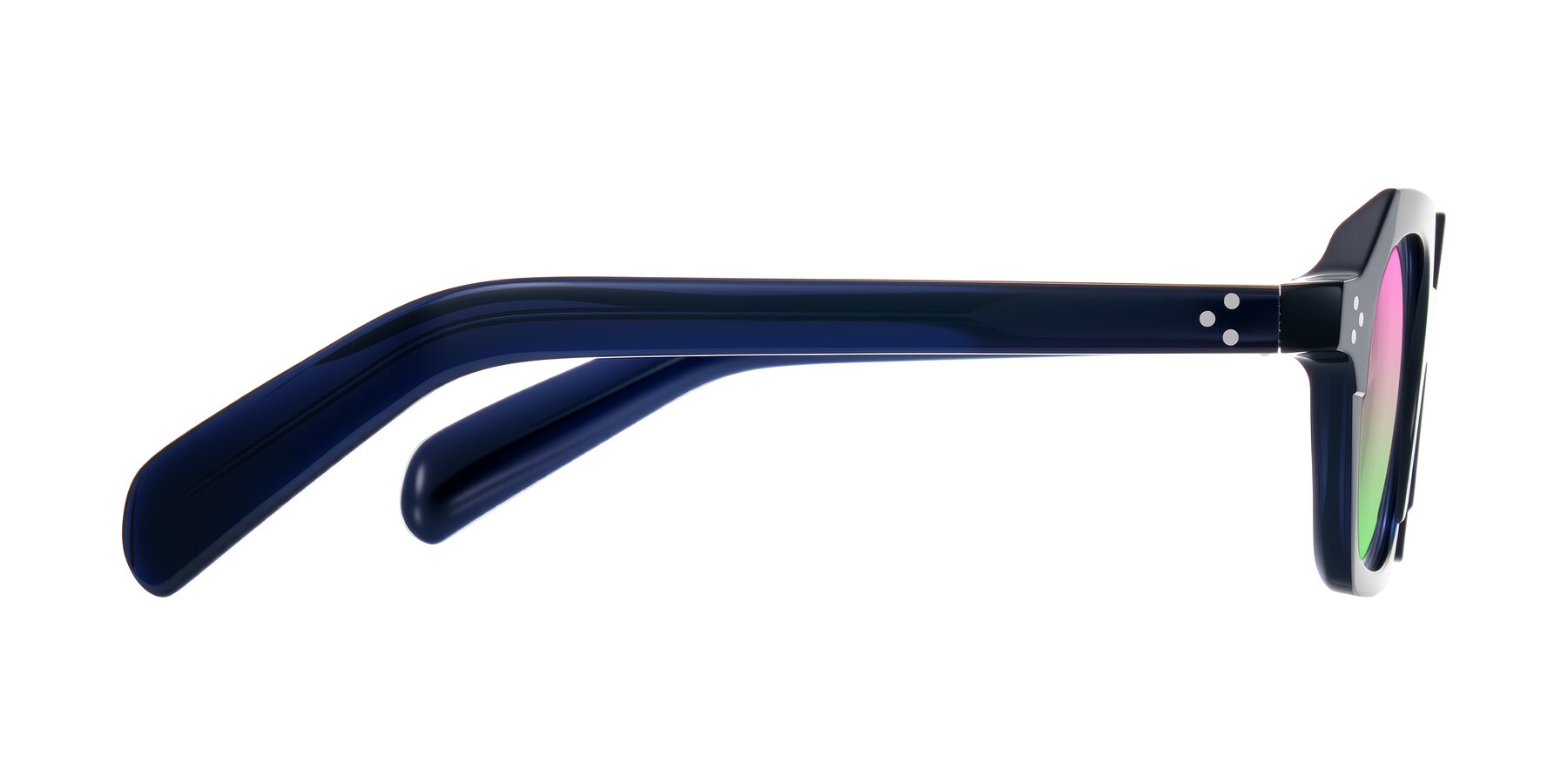 Side of Antrim in Dark Black Blue with Pink / Green Gradient Lenses