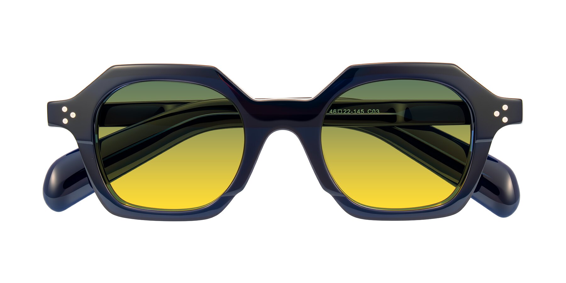 Folded Front of Antrim in Dark Black Blue with Green / Yellow Gradient Lenses