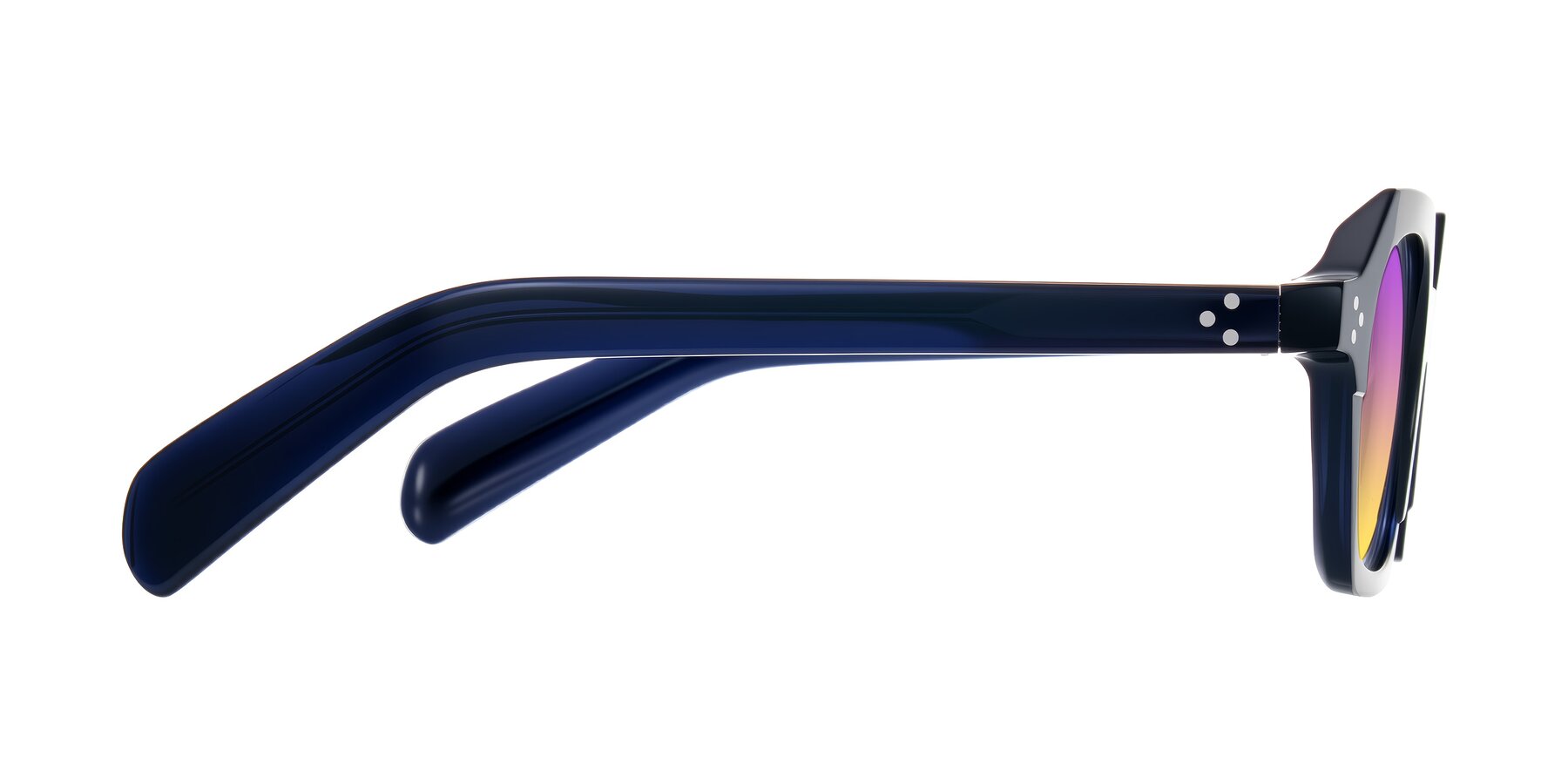 Side of Antrim in Dark Black Blue with Purple / Yellow Gradient Lenses