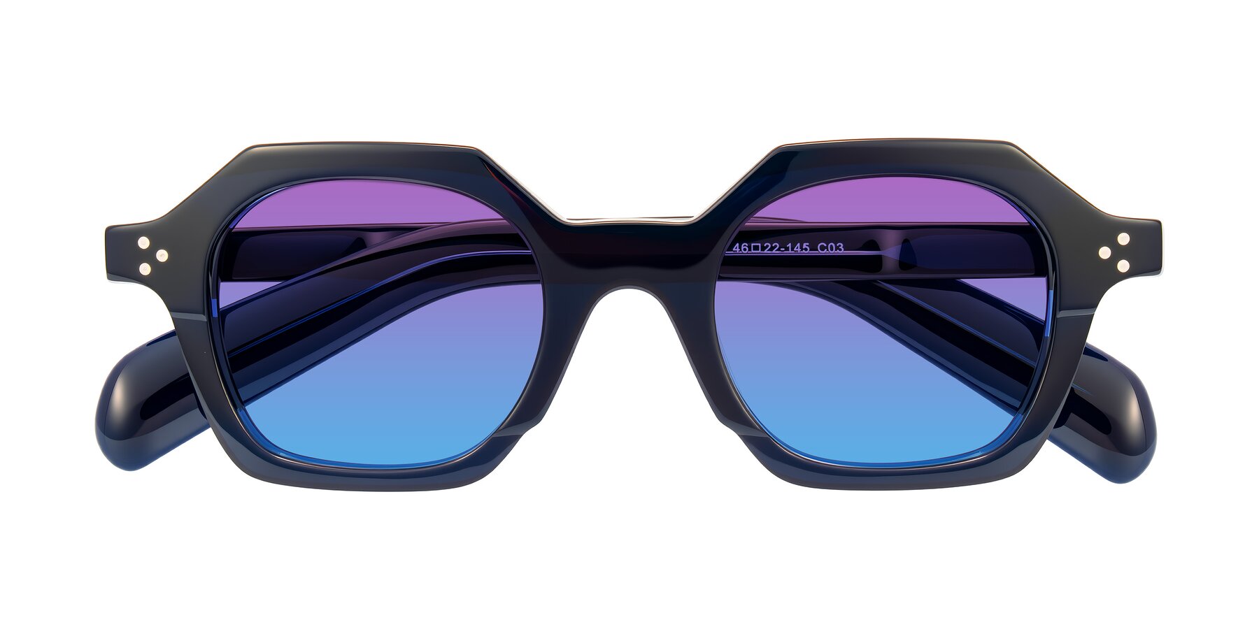 Folded Front of Antrim in Dark Black Blue with Purple / Blue Gradient Lenses