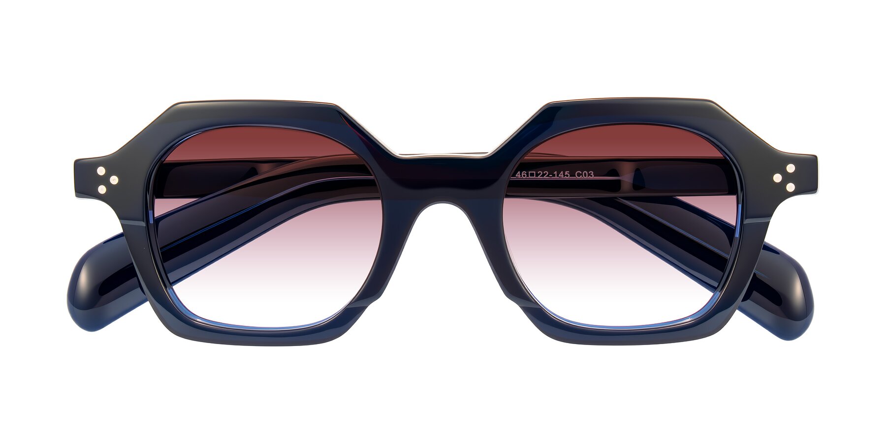 Folded Front of Antrim in Dark Black Blue with Garnet Gradient Lenses