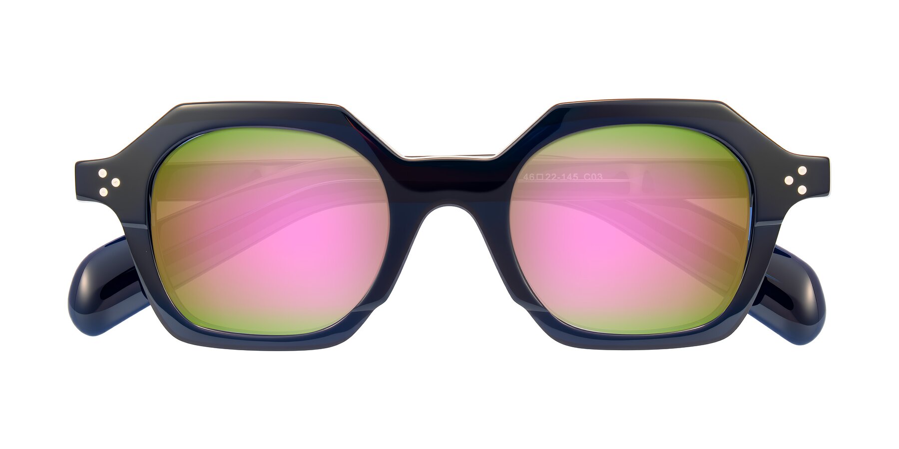 Folded Front of Antrim in Dark Black Blue with Pink Mirrored Lenses