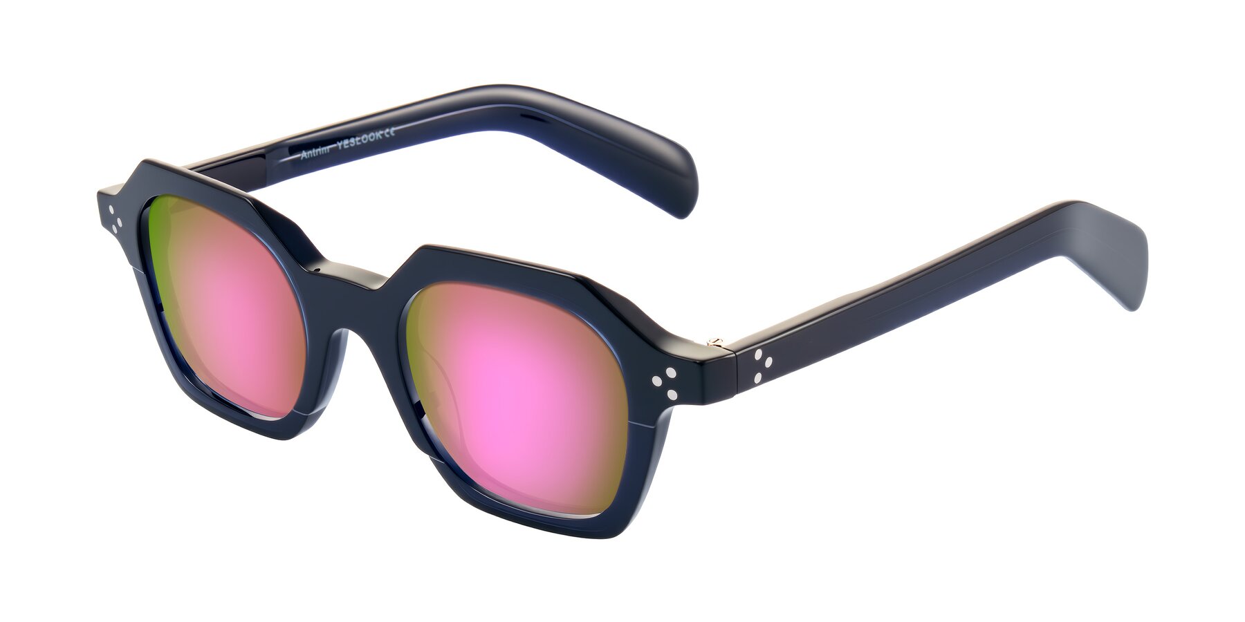 Angle of Antrim in Dark Black Blue with Pink Mirrored Lenses