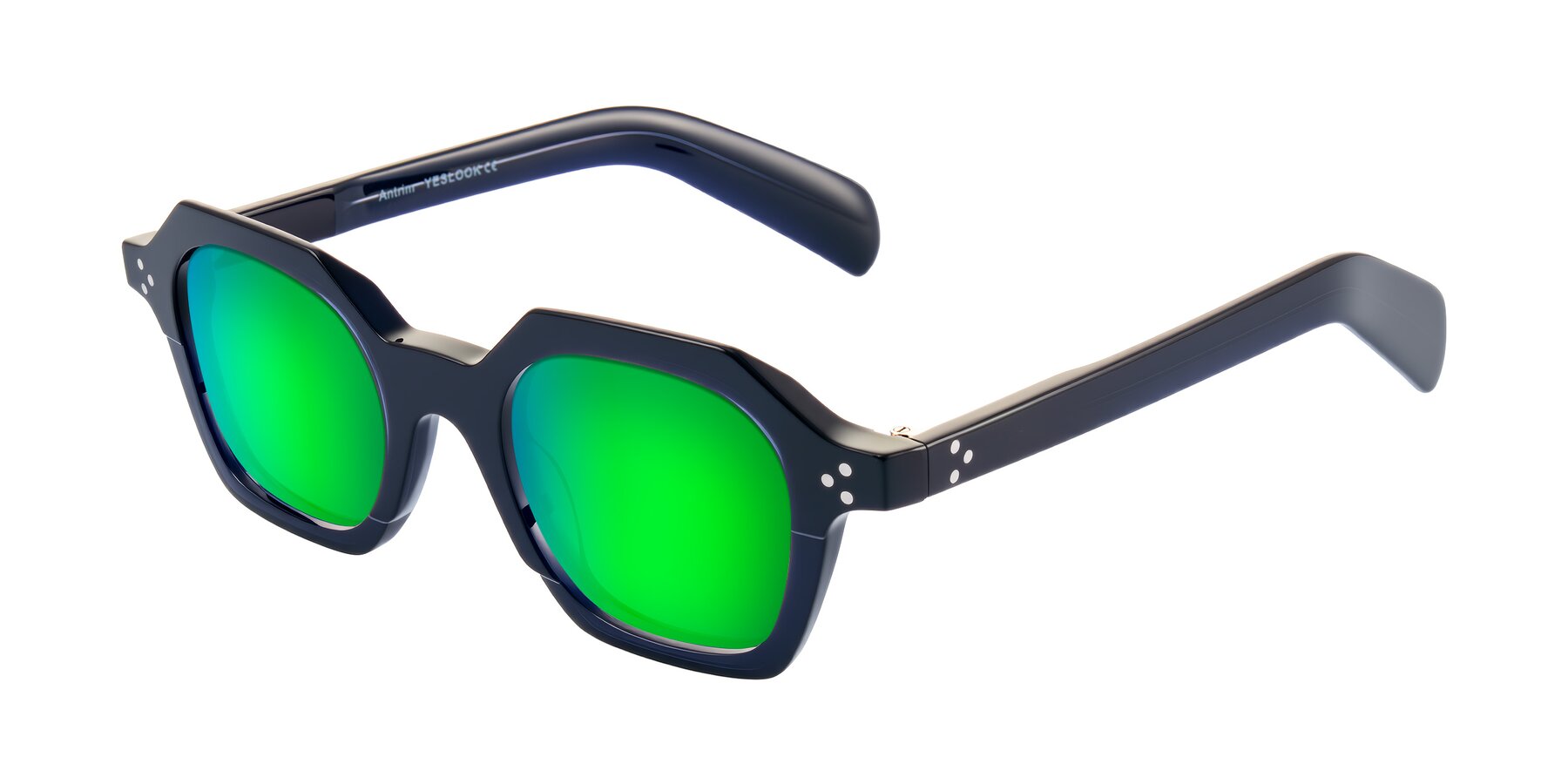 Angle of Antrim in Dark Black Blue with Green Mirrored Lenses