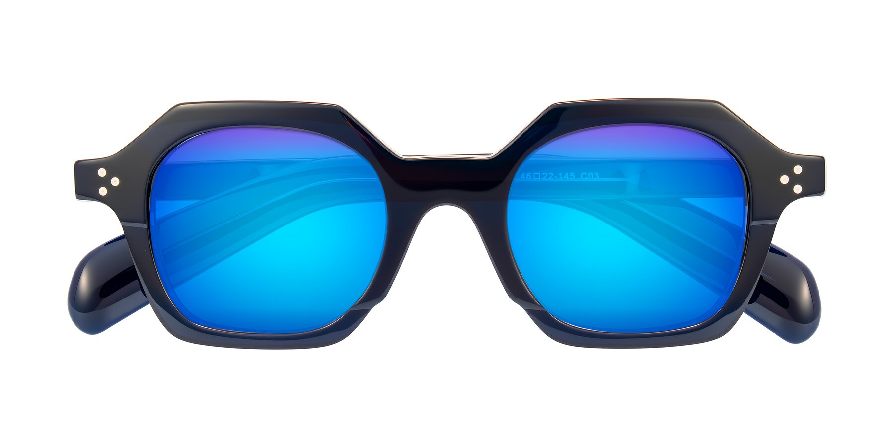 Folded Front of Antrim in Dark Black Blue with Blue Mirrored Lenses