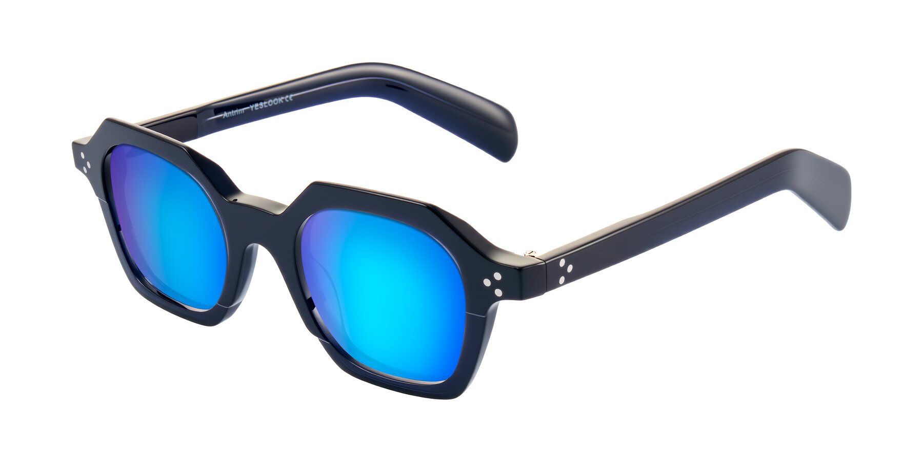Angle of Antrim in Dark Black Blue with Blue Mirrored Lenses