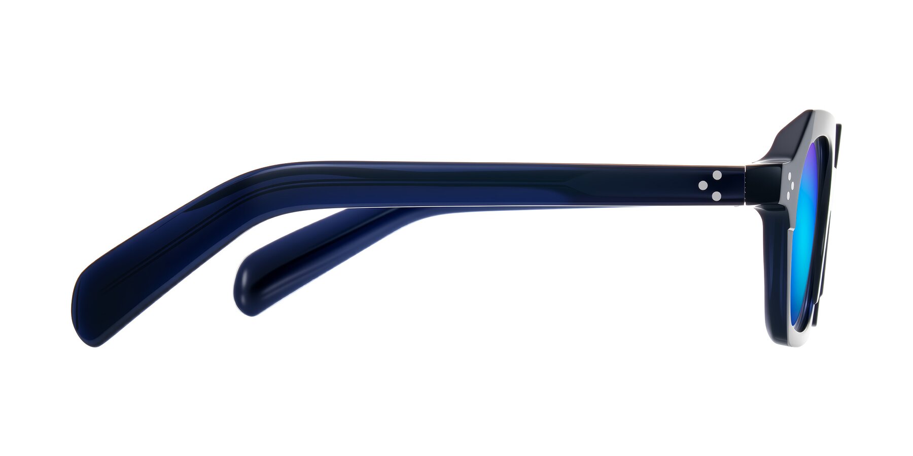 Side of Antrim in Dark Black Blue with Blue Mirrored Lenses