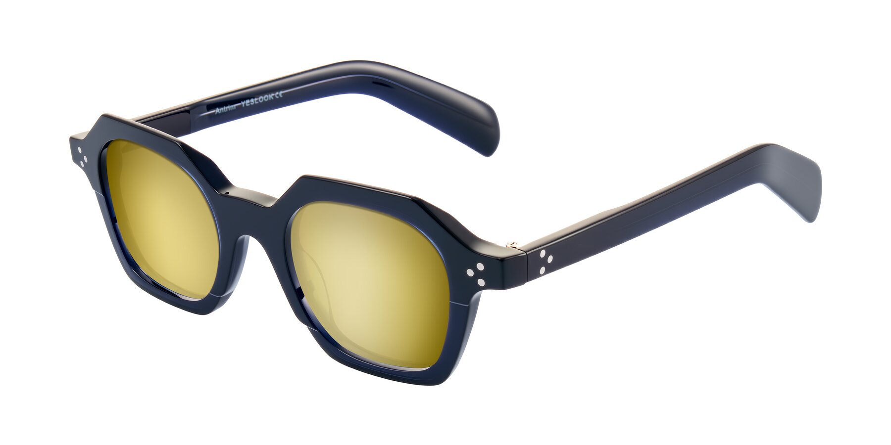 Angle of Antrim in Dark Black Blue with Gold Mirrored Lenses