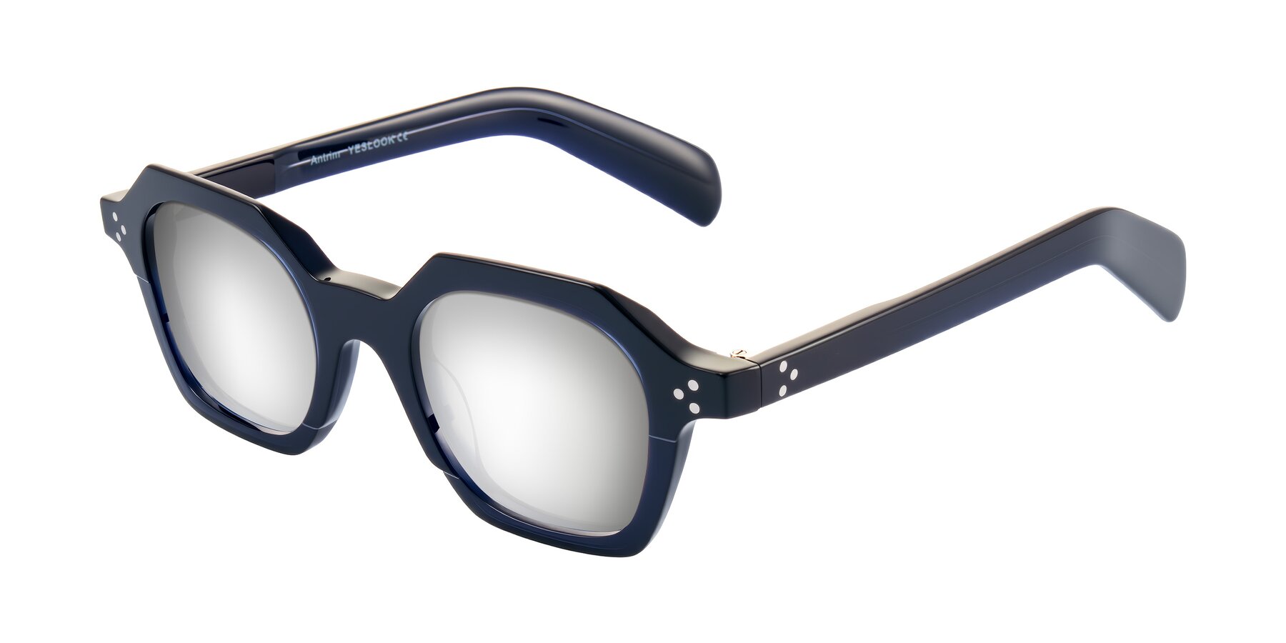 Angle of Antrim in Dark Black Blue with Silver Mirrored Lenses