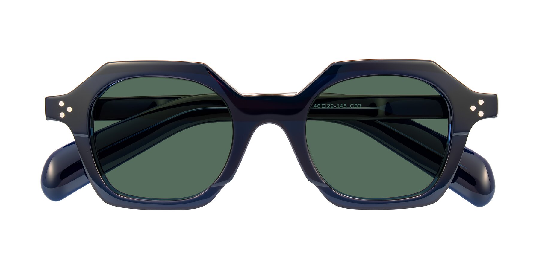 Folded Front of Antrim in Dark Black Blue with Green Polarized Lenses