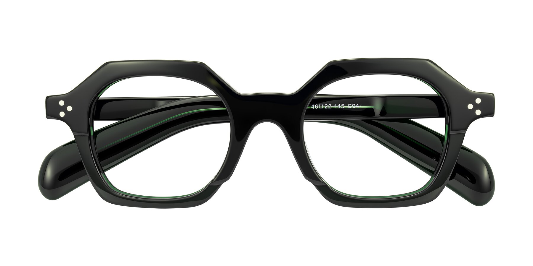 Folded Front of Antrim in Dark Black Green with Clear Eyeglass Lenses