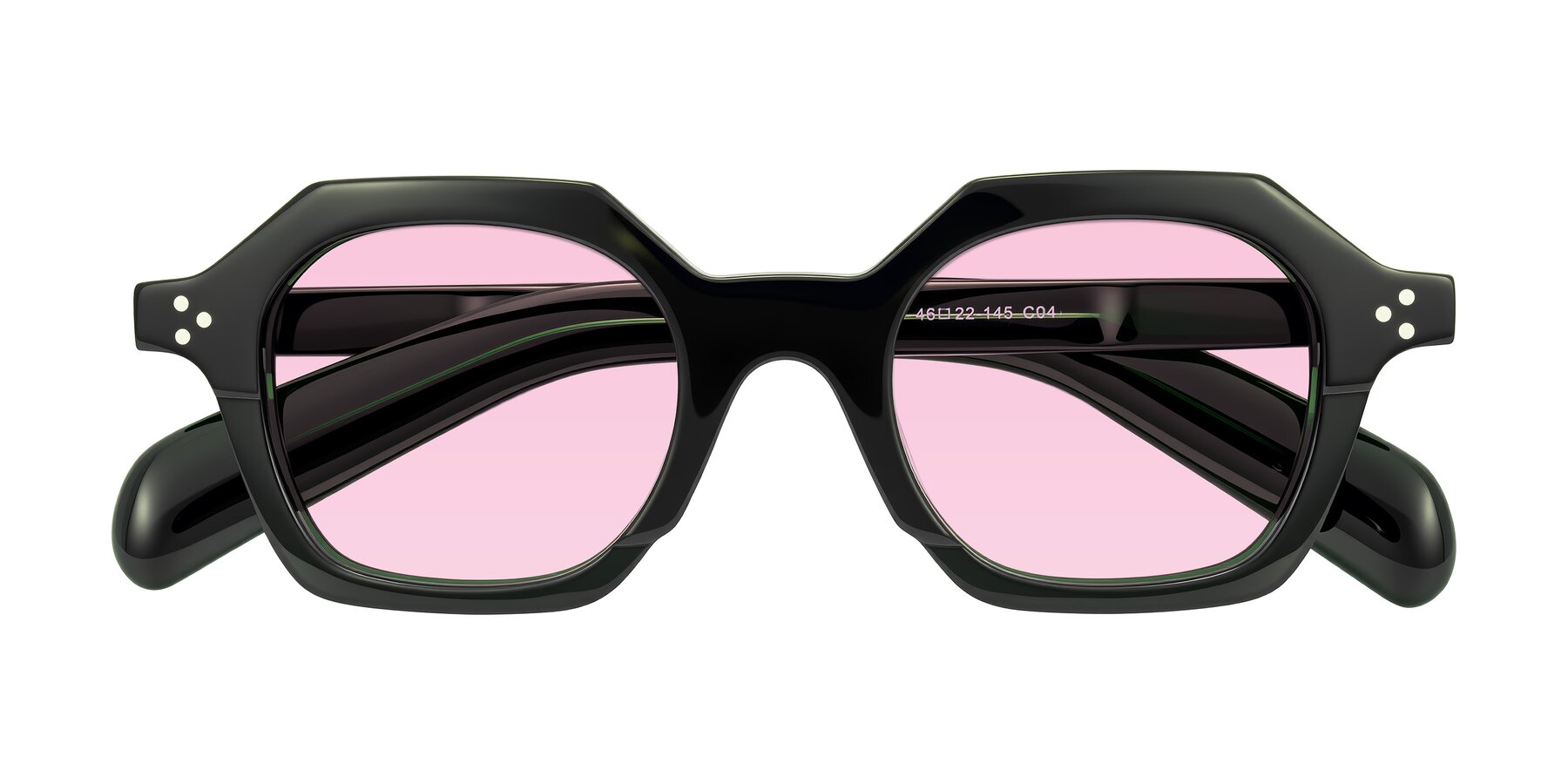 Folded Front of Antrim in Dark Black Green with Light Pink Tinted Lenses