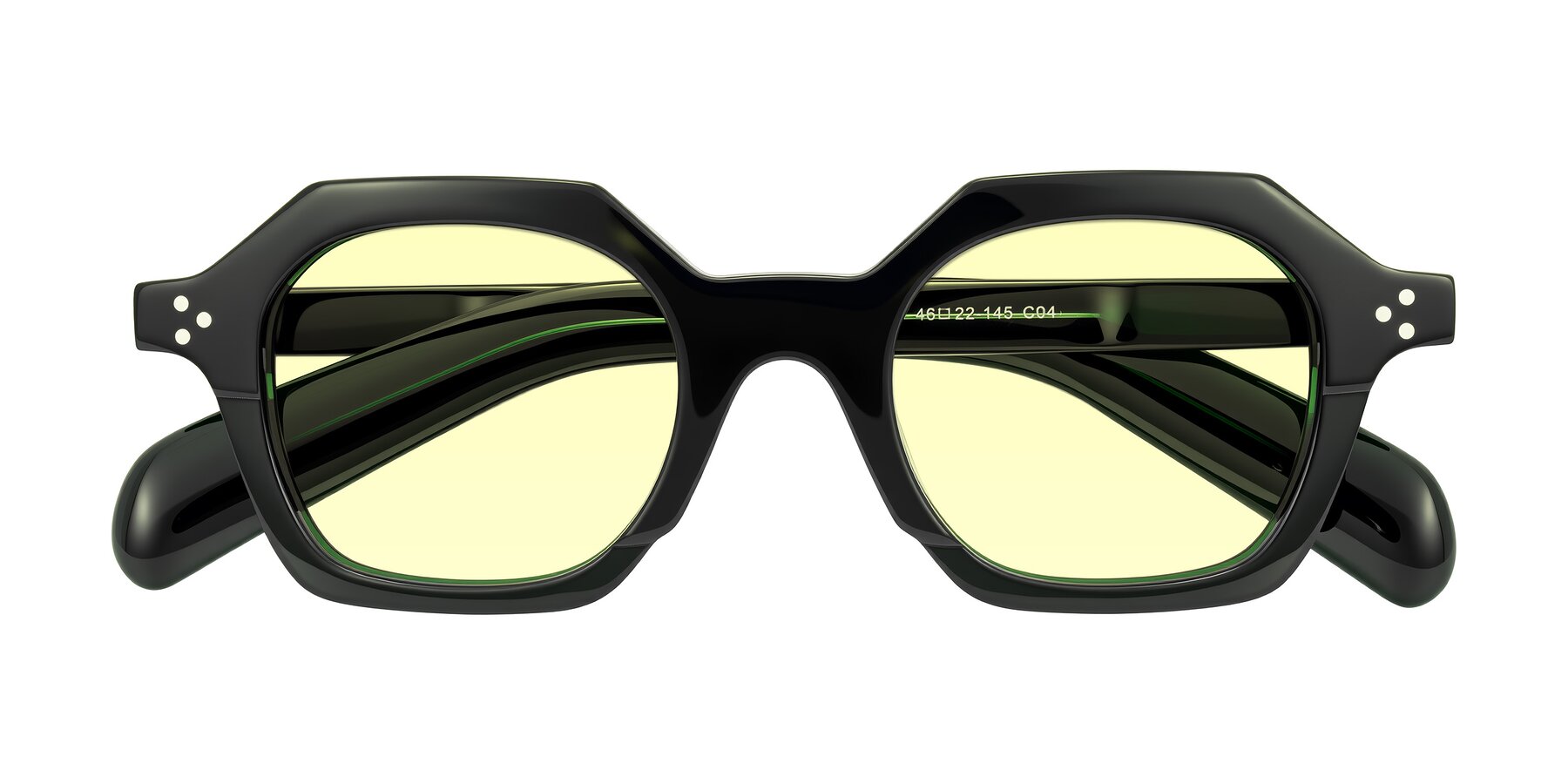 Folded Front of Antrim in Dark Black Green with Light Yellow Tinted Lenses