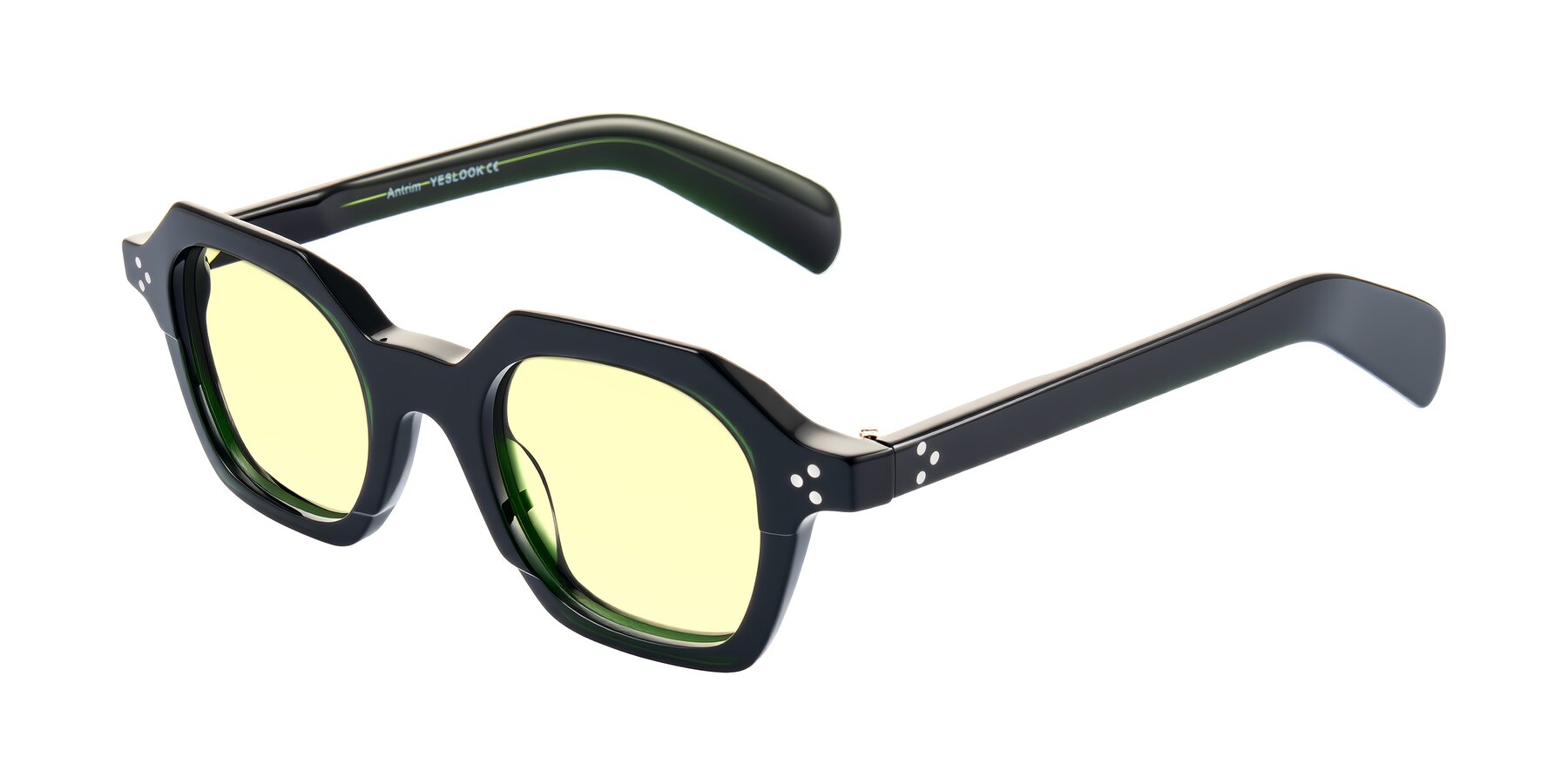 Angle of Antrim in Dark Black Green with Light Yellow Tinted Lenses