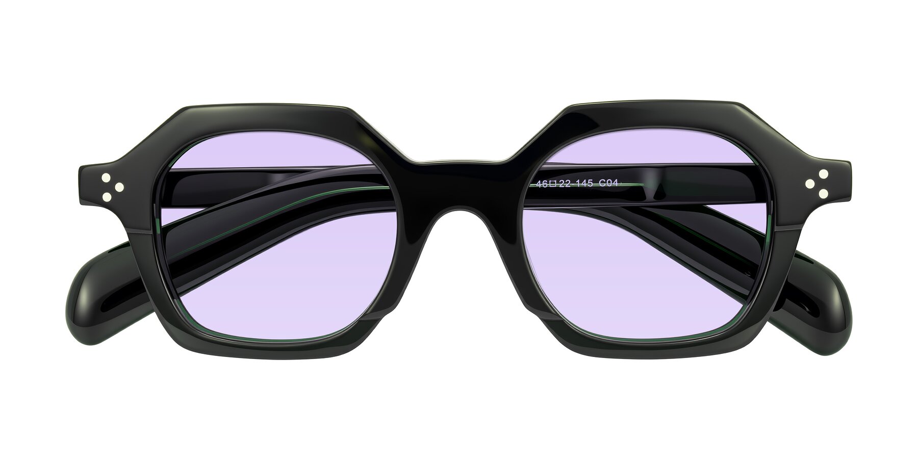 Folded Front of Antrim in Dark Black Green with Light Purple Tinted Lenses
