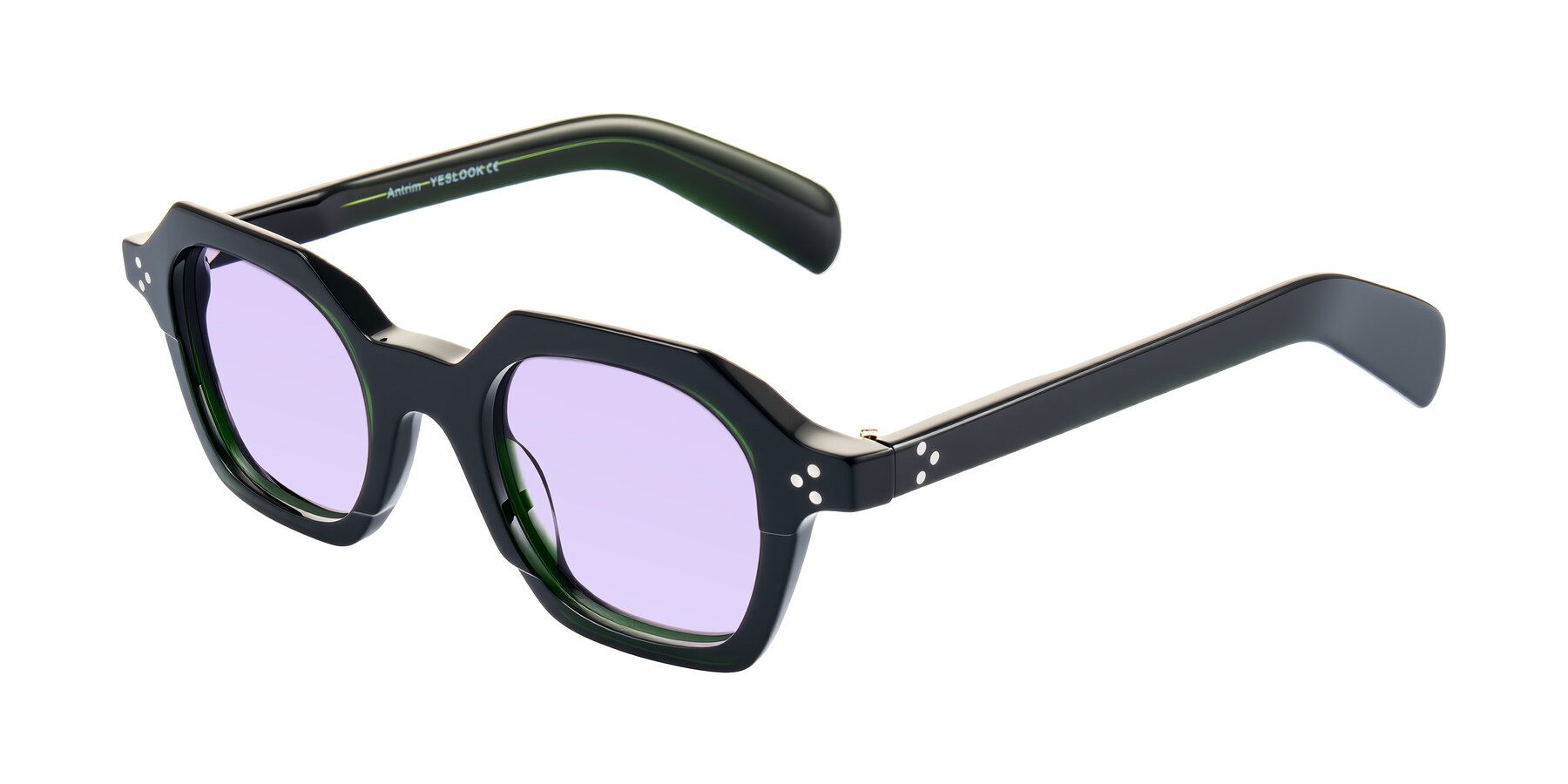 Angle of Antrim in Dark Black Green with Light Purple Tinted Lenses