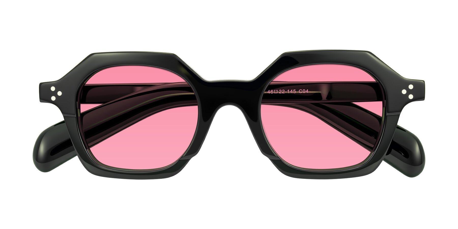 Folded Front of Antrim in Dark Black Green with Pink Tinted Lenses