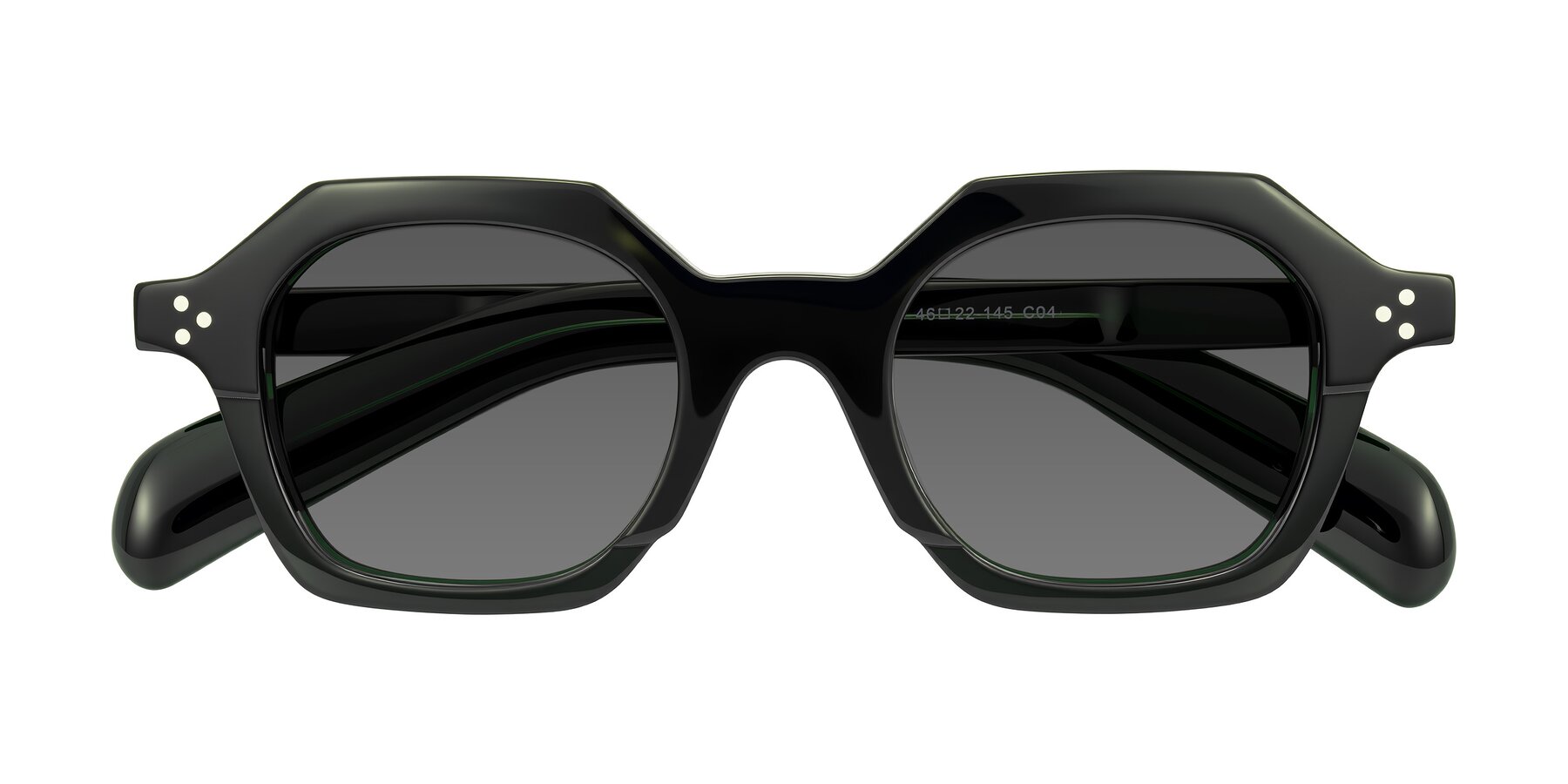 Folded Front of Antrim in Dark Black Green with Medium Gray Tinted Lenses