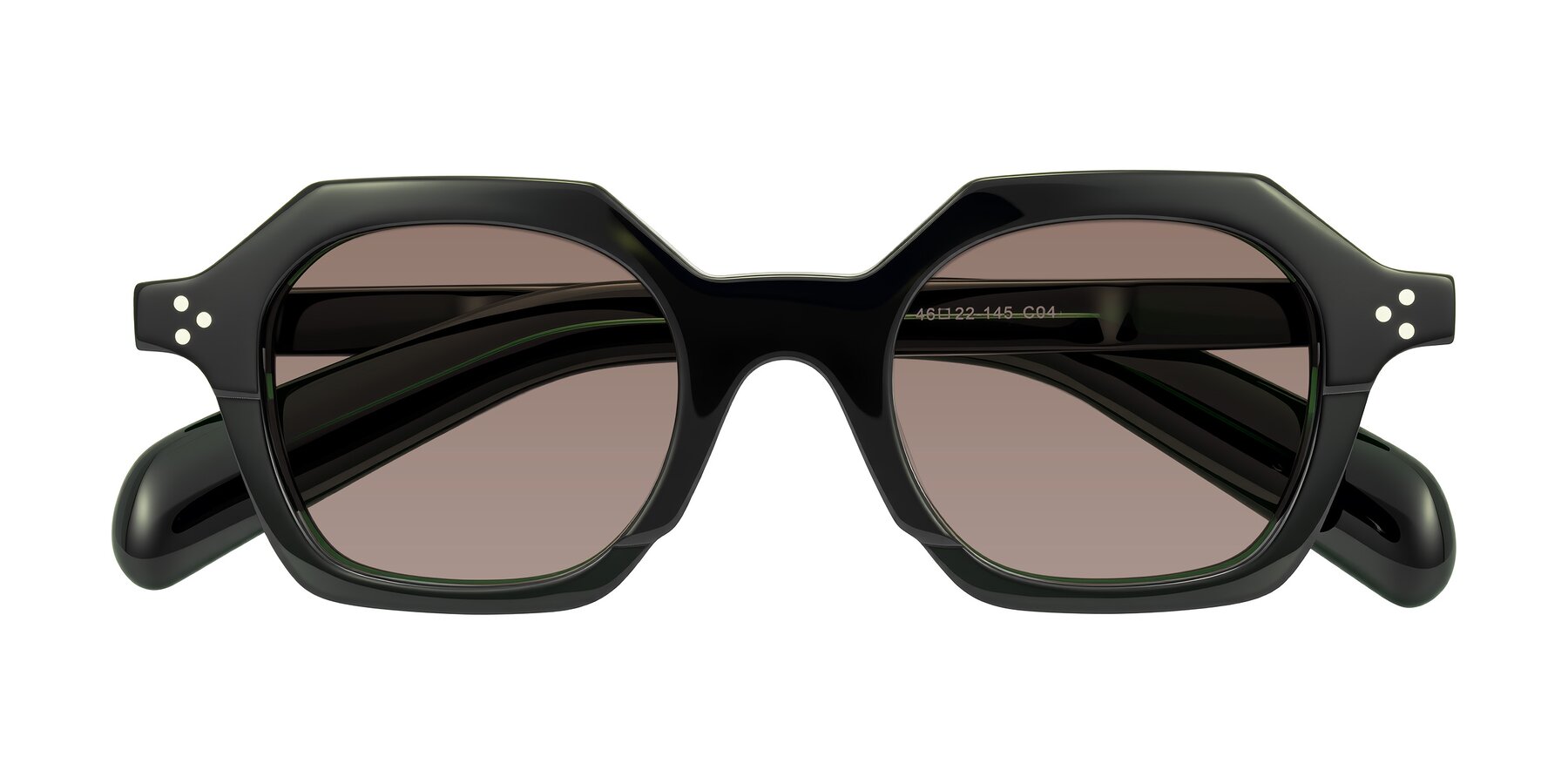 Folded Front of Antrim in Dark Black Green with Medium Brown Tinted Lenses