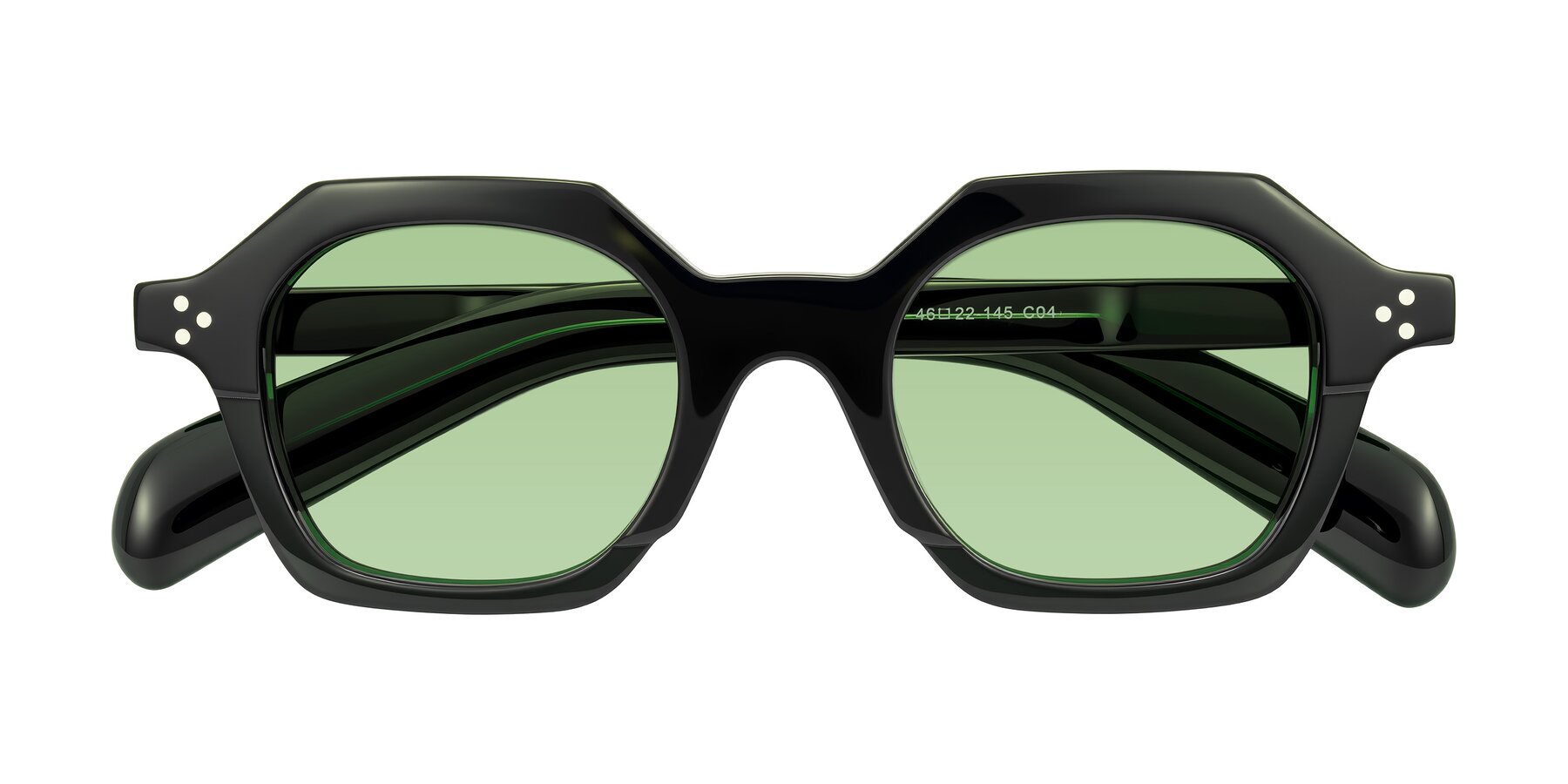 Folded Front of Antrim in Dark Black Green with Medium Green Tinted Lenses