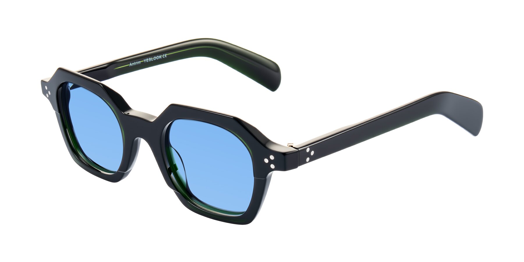 Angle of Antrim in Dark Black Green with Medium Blue Tinted Lenses