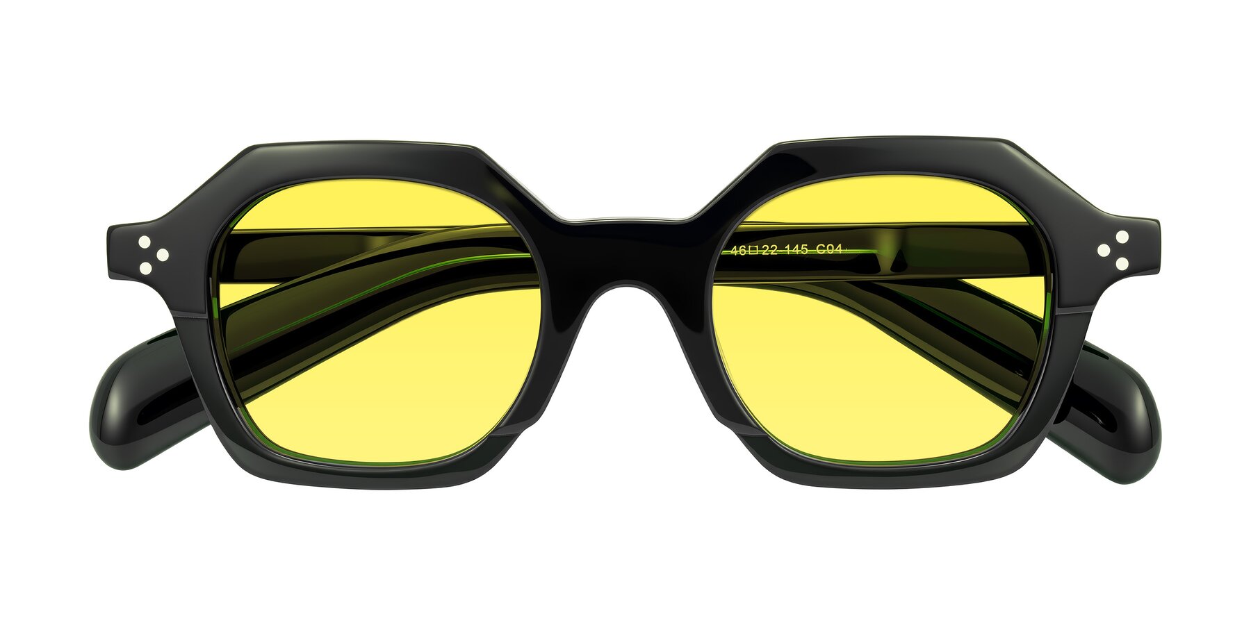 Folded Front of Antrim in Dark Black Green with Medium Yellow Tinted Lenses