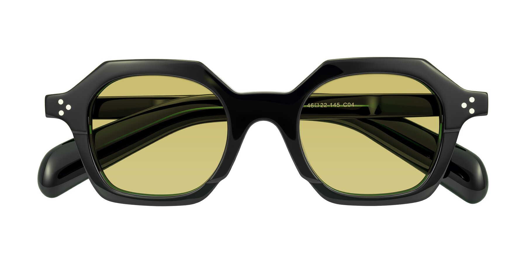 Folded Front of Antrim in Dark Black Green with Medium Champagne Tinted Lenses