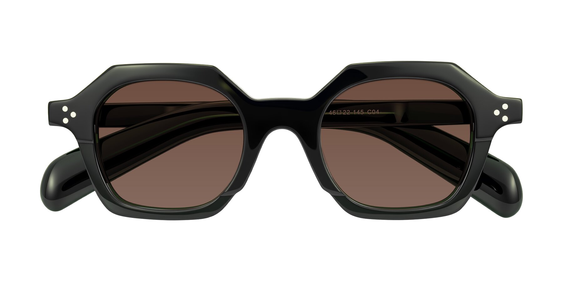 Folded Front of Antrim in Dark Black Green with Brown Tinted Lenses