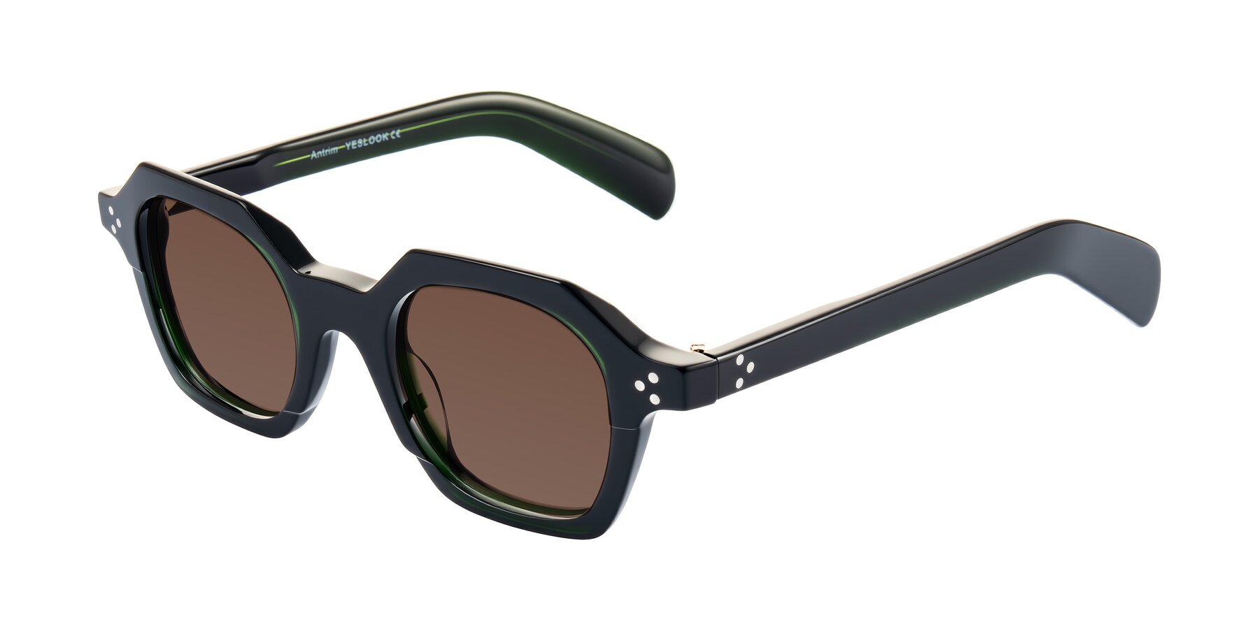 Angle of Antrim in Dark Black Green with Brown Tinted Lenses