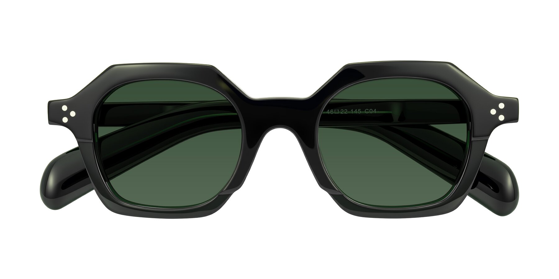 Folded Front of Antrim in Dark Black Green with Green Tinted Lenses