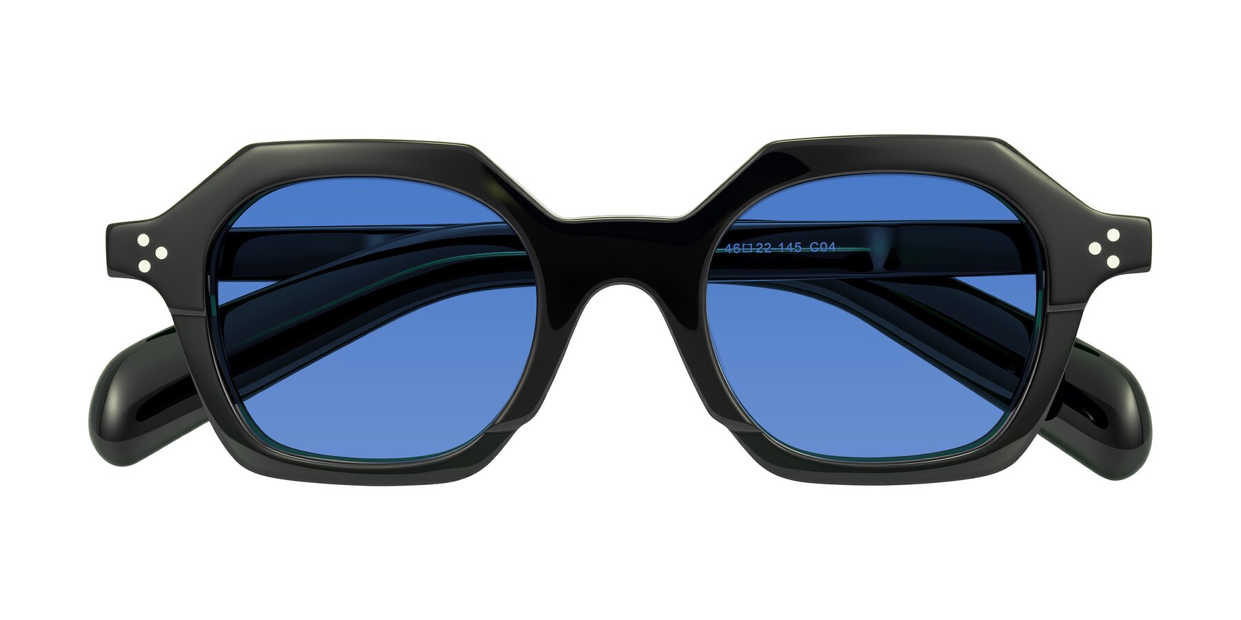 Folded Front of Antrim in Dark Black Green with Blue Tinted Lenses