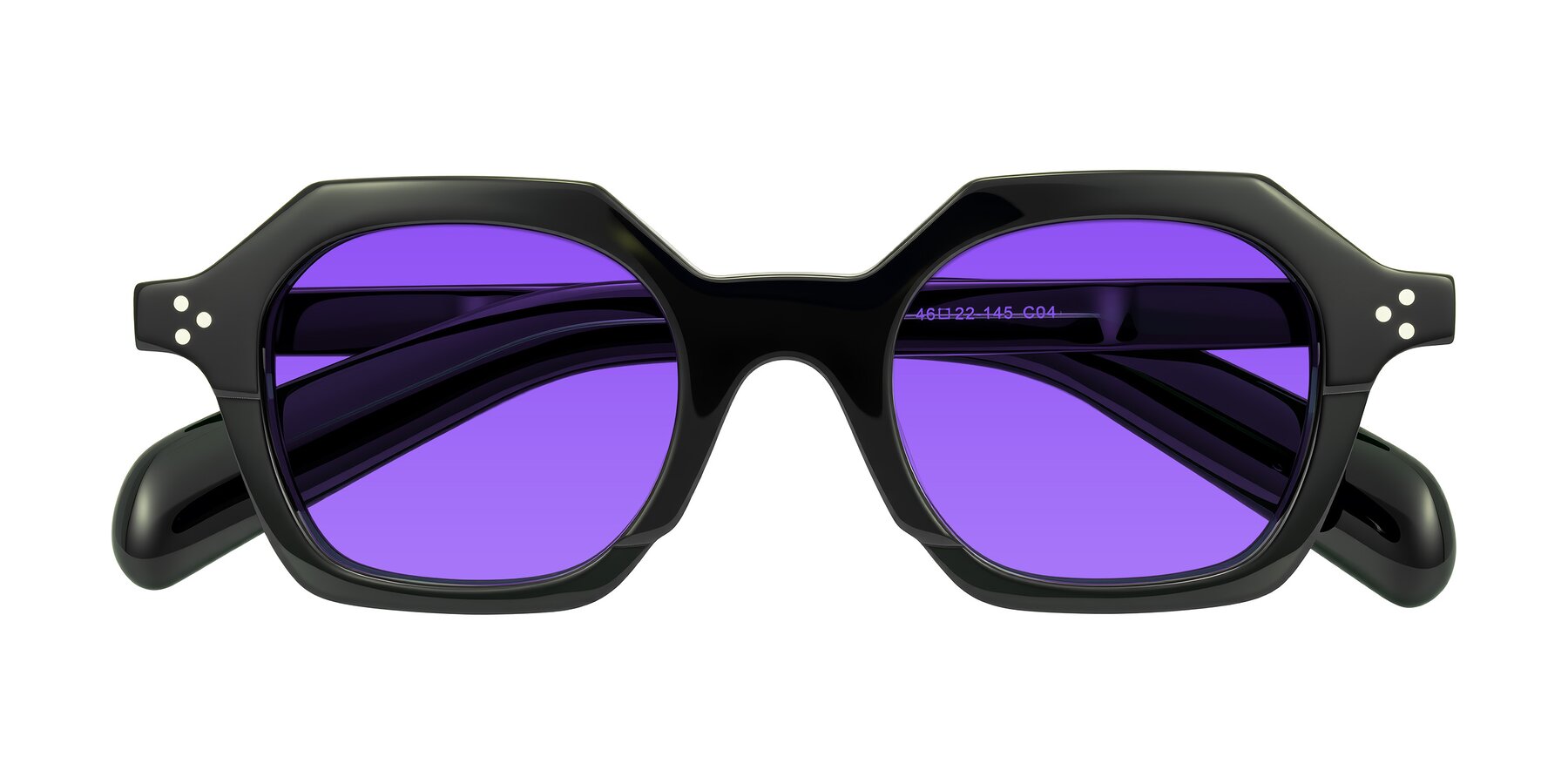 Folded Front of Antrim in Dark Black Green with Purple Tinted Lenses