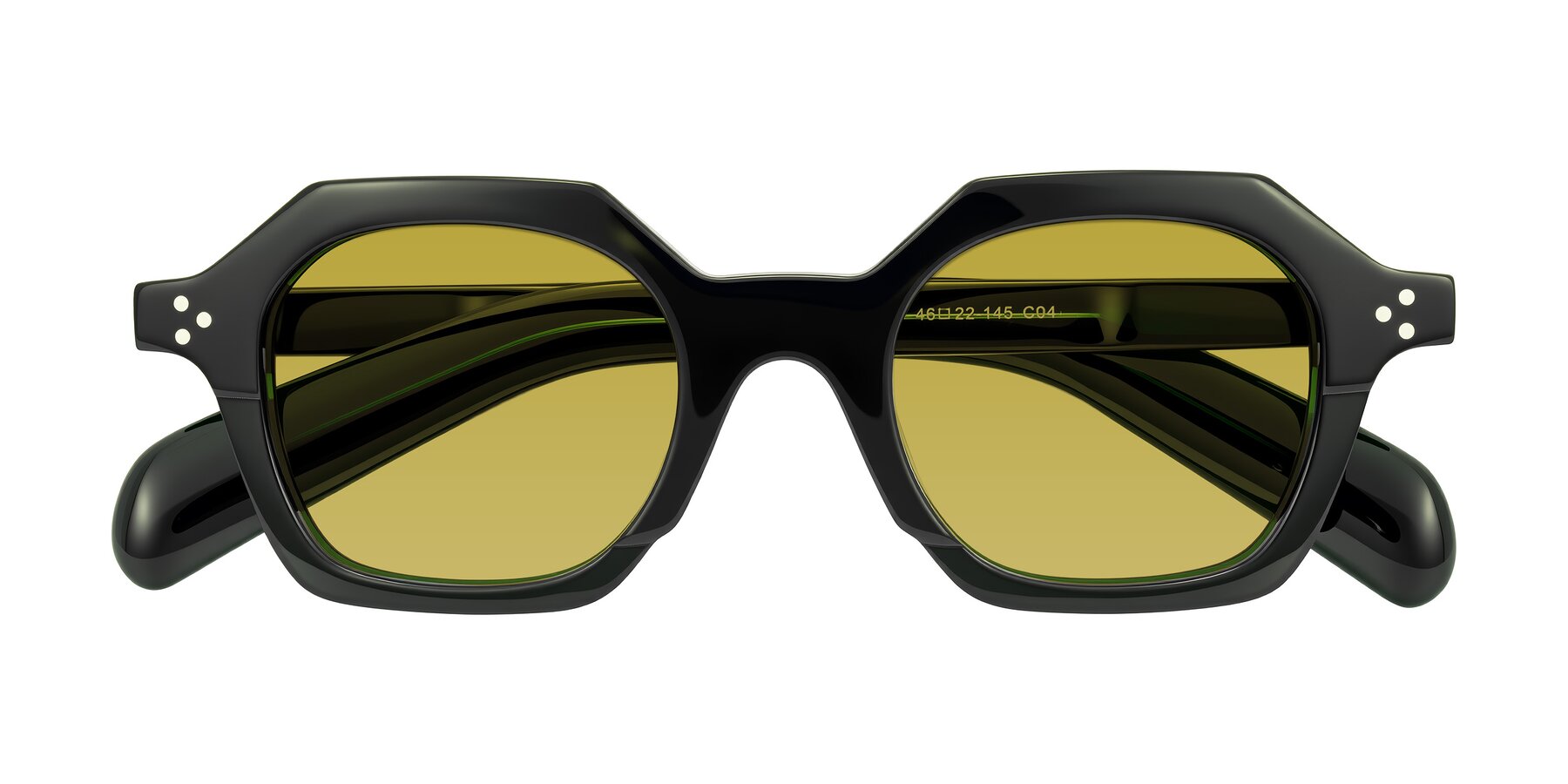 Folded Front of Antrim in Dark Black Green with Champagne Tinted Lenses