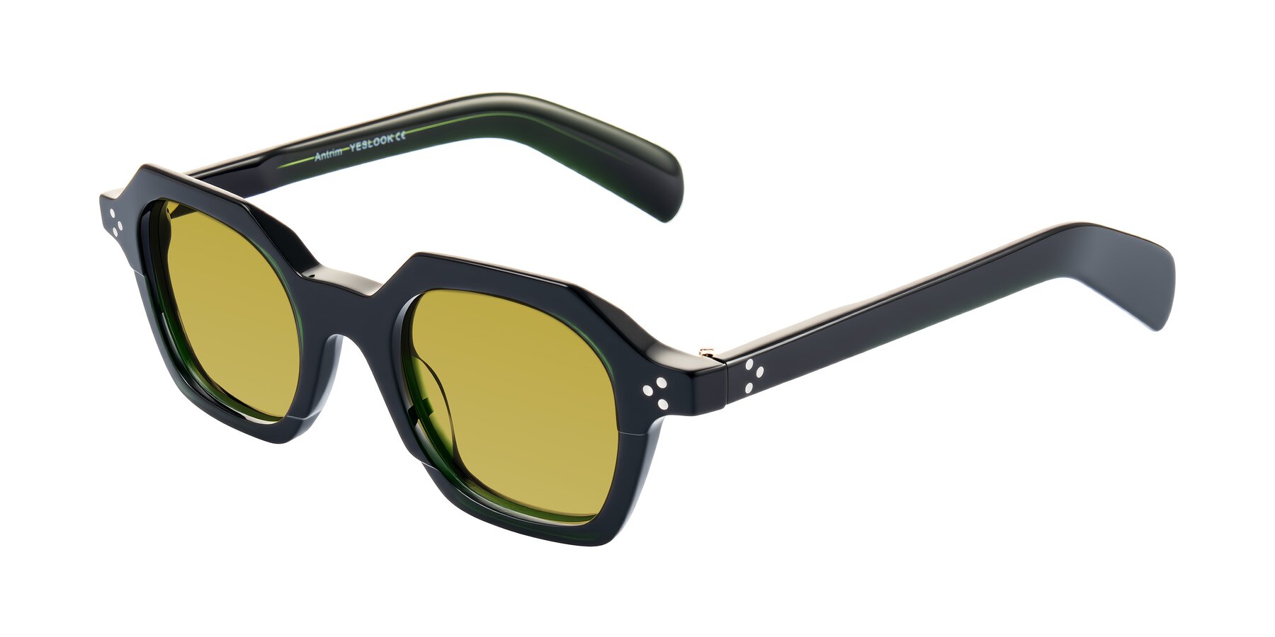 Angle of Antrim in Dark Black Green with Champagne Tinted Lenses
