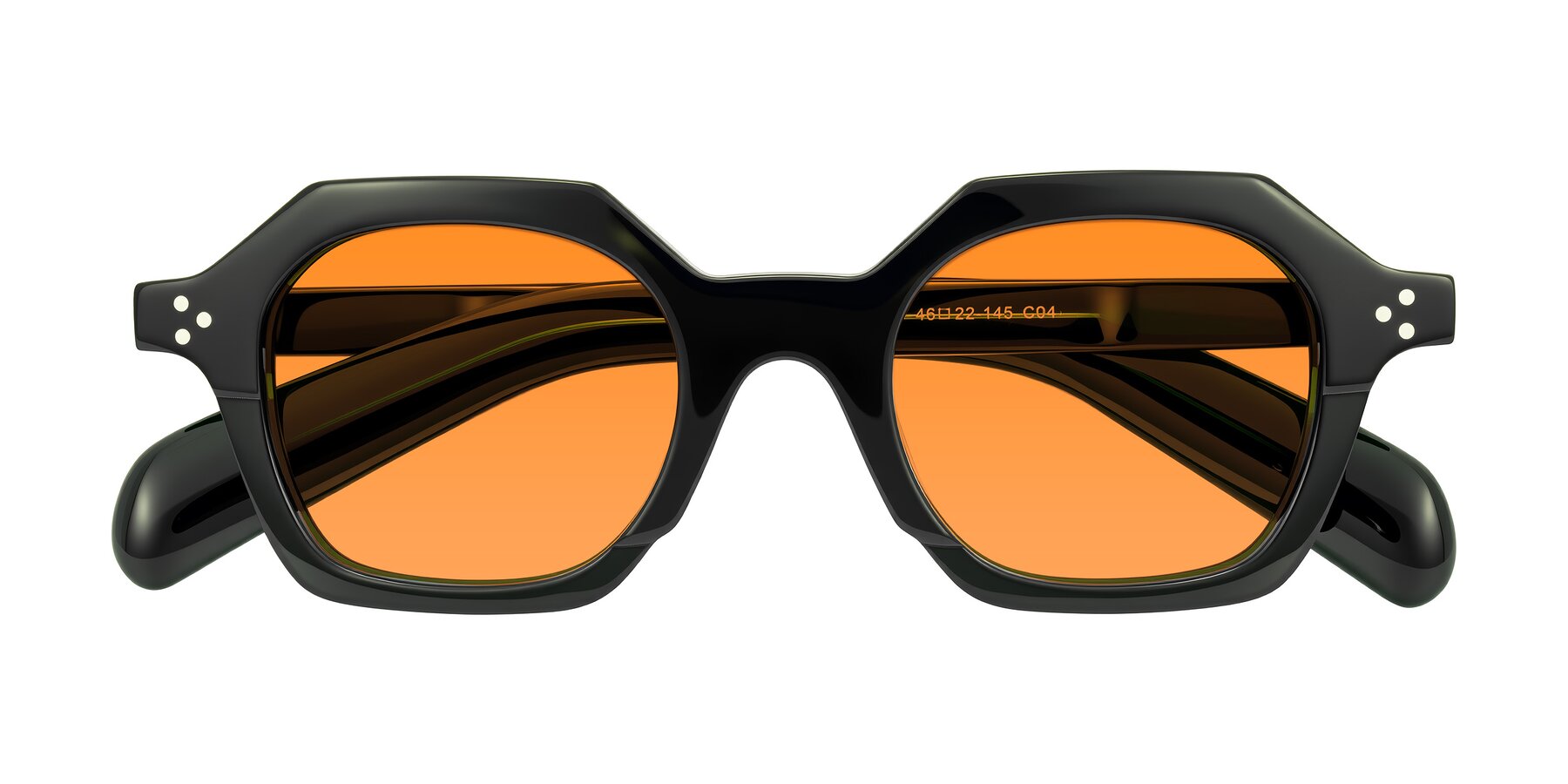 Folded Front of Antrim in Dark Black Green with Orange Tinted Lenses