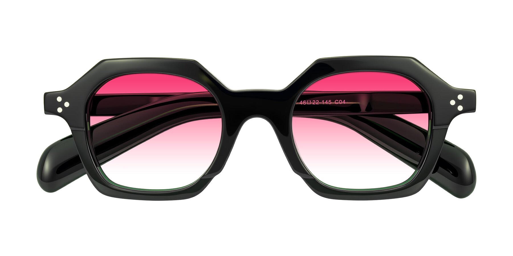 Folded Front of Antrim in Dark Black Green with Pink Gradient Lenses