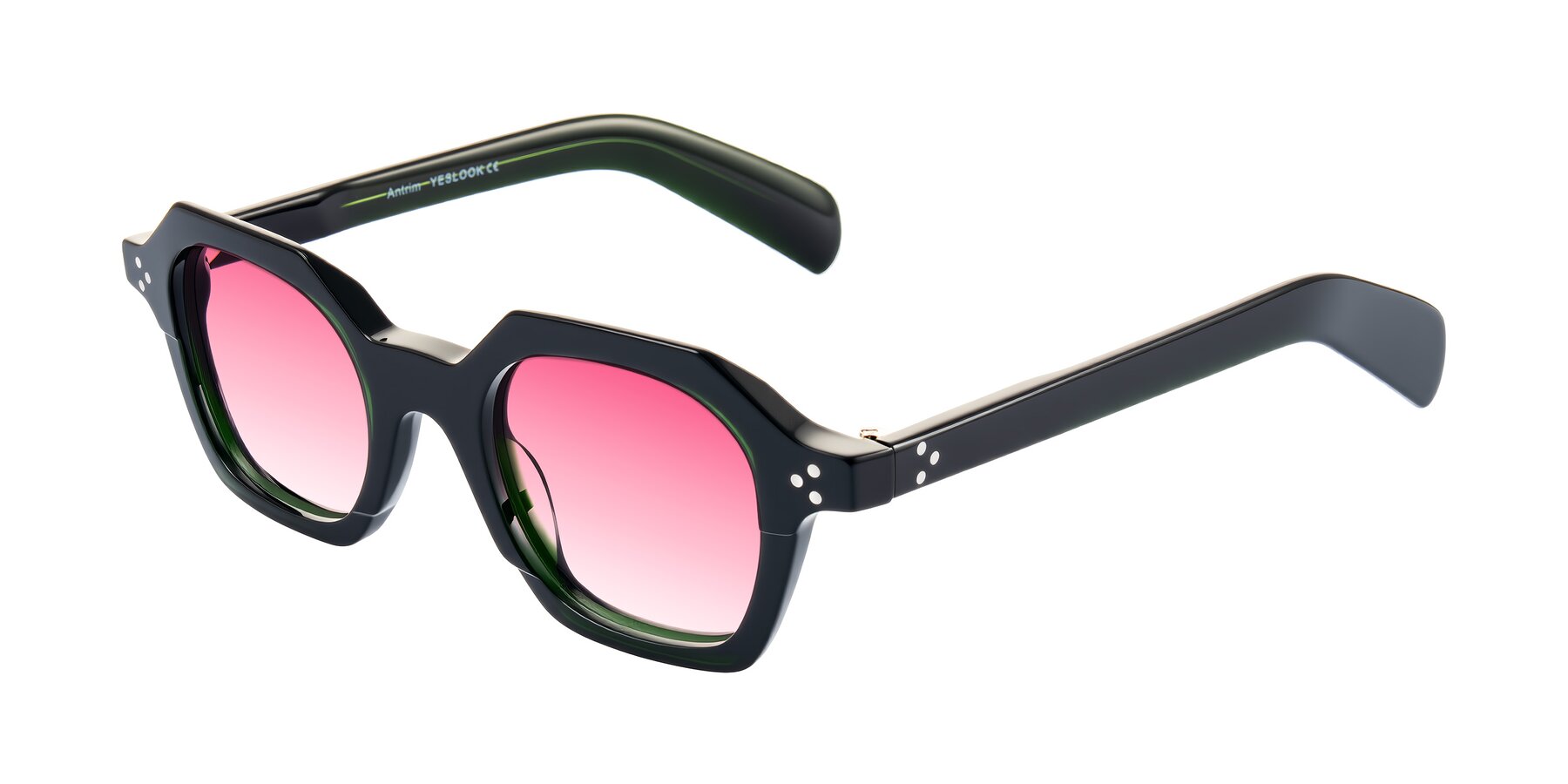 Angle of Antrim in Dark Black Green with Pink Gradient Lenses