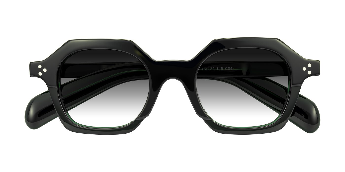 Antrim - Dark Black Green Gradient Sunglasses
