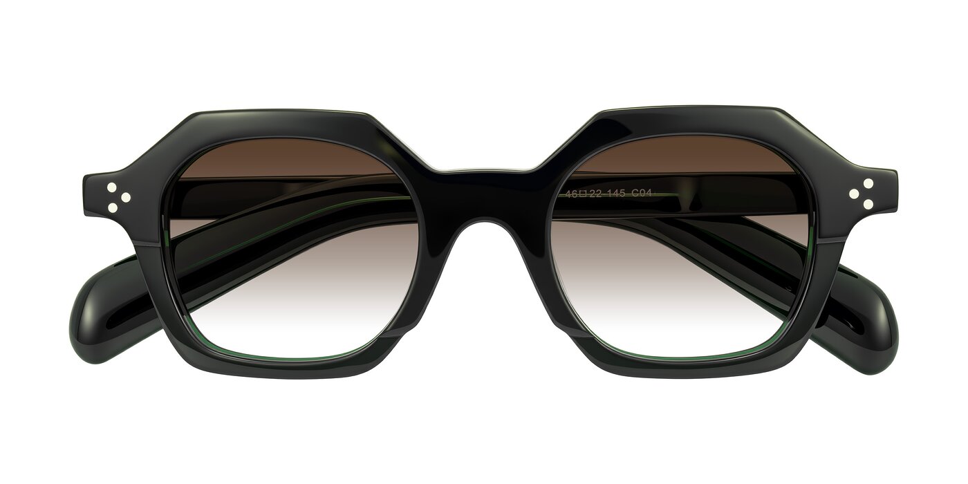 Antrim - Dark Black Green Gradient Sunglasses