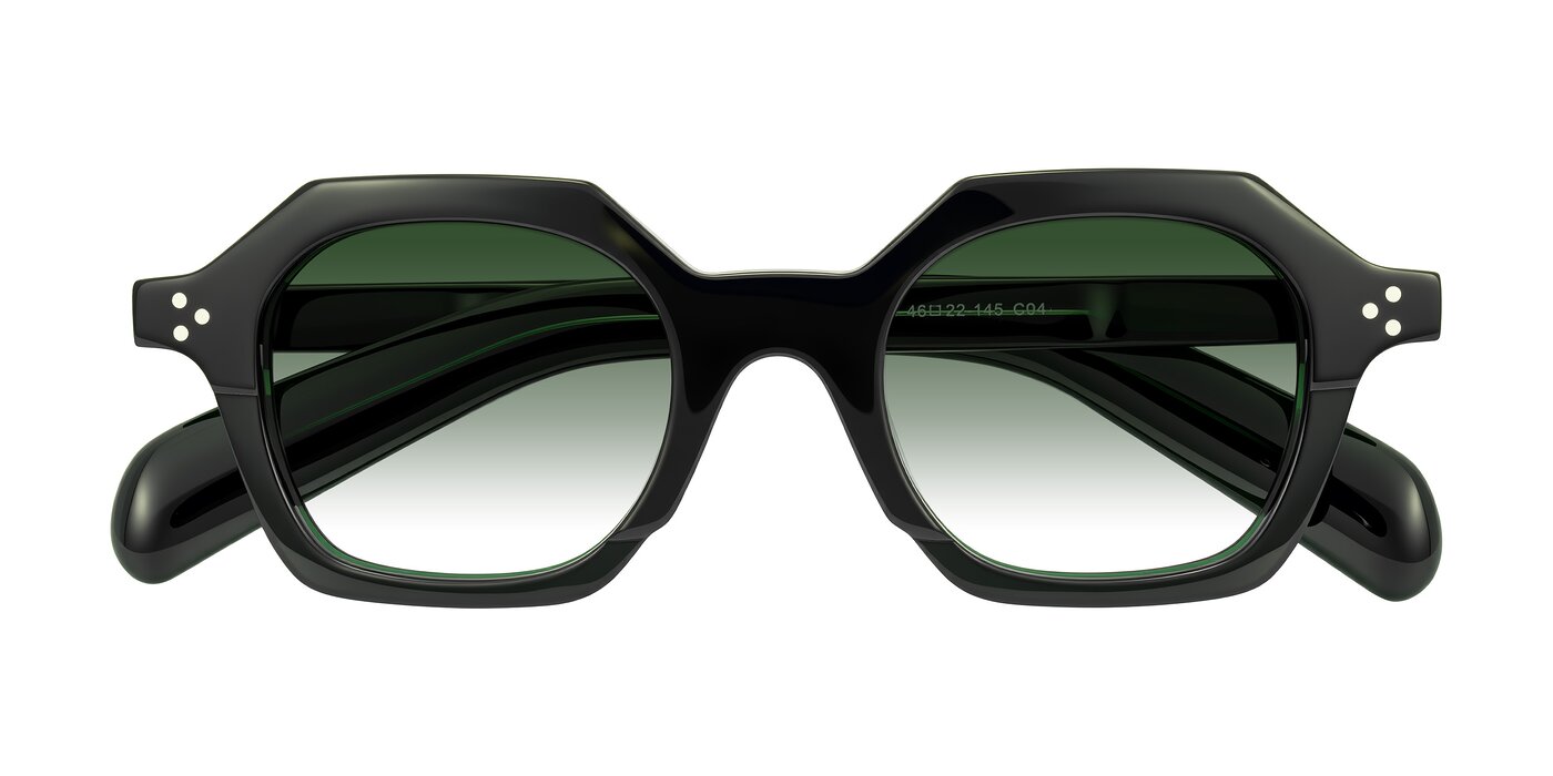 Antrim - Dark Black Green Gradient Sunglasses