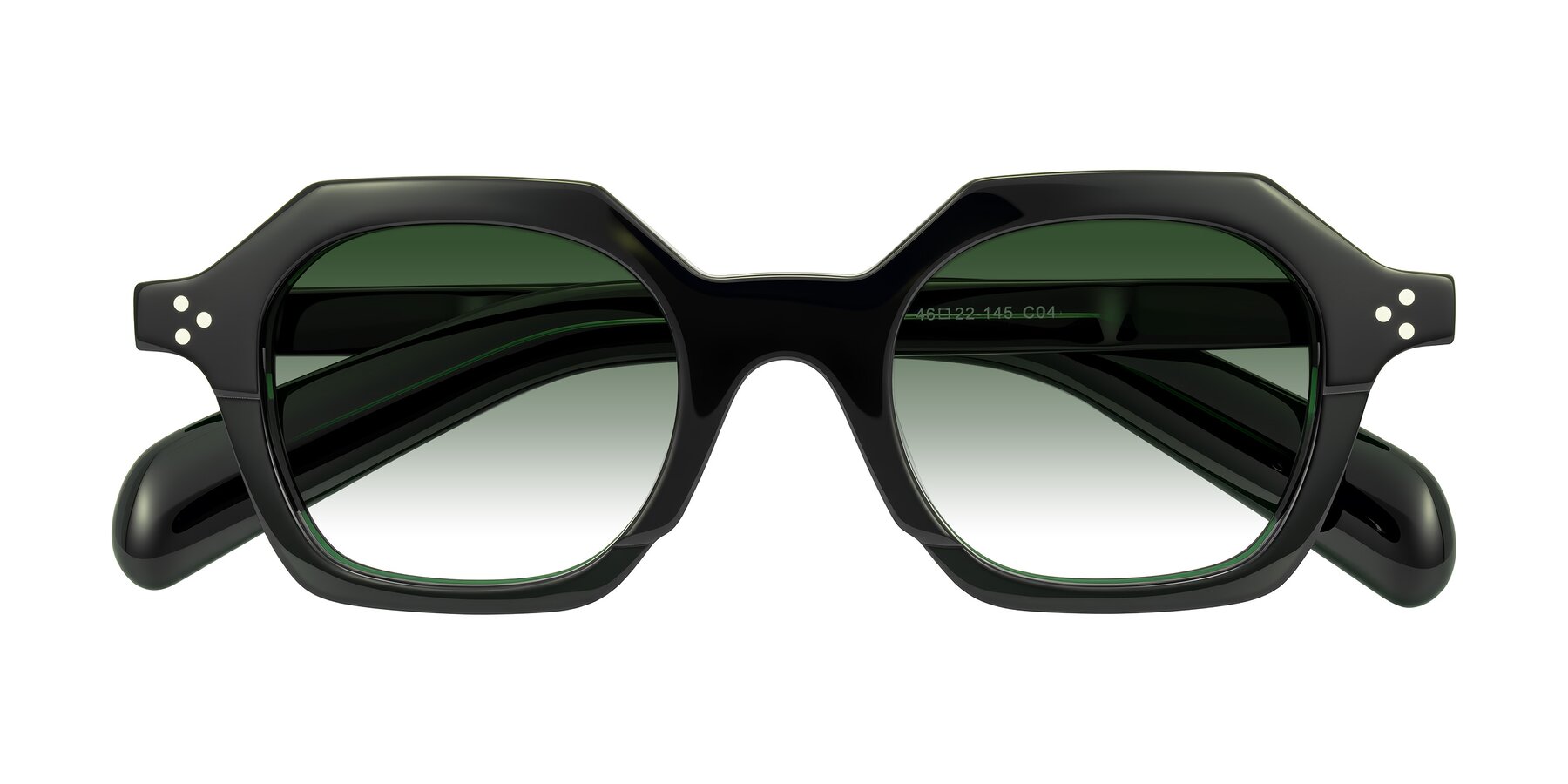 Folded Front of Antrim in Dark Black Green with Green Gradient Lenses