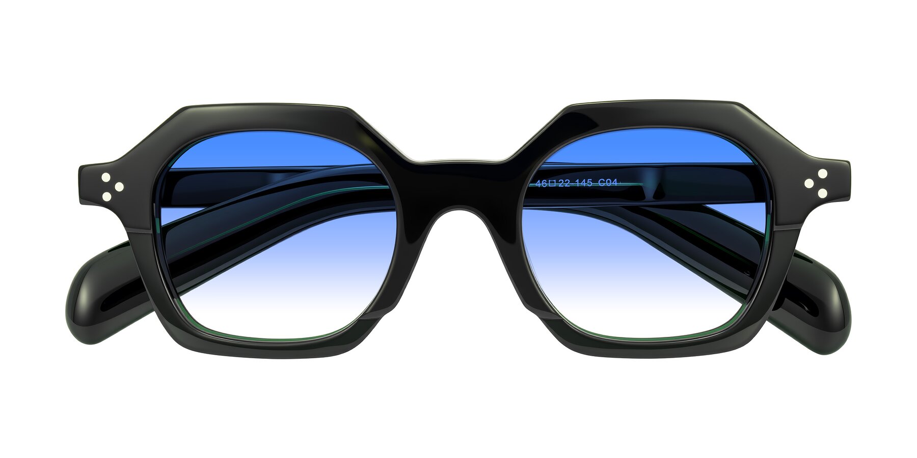 Folded Front of Antrim in Dark Black Green with Blue Gradient Lenses