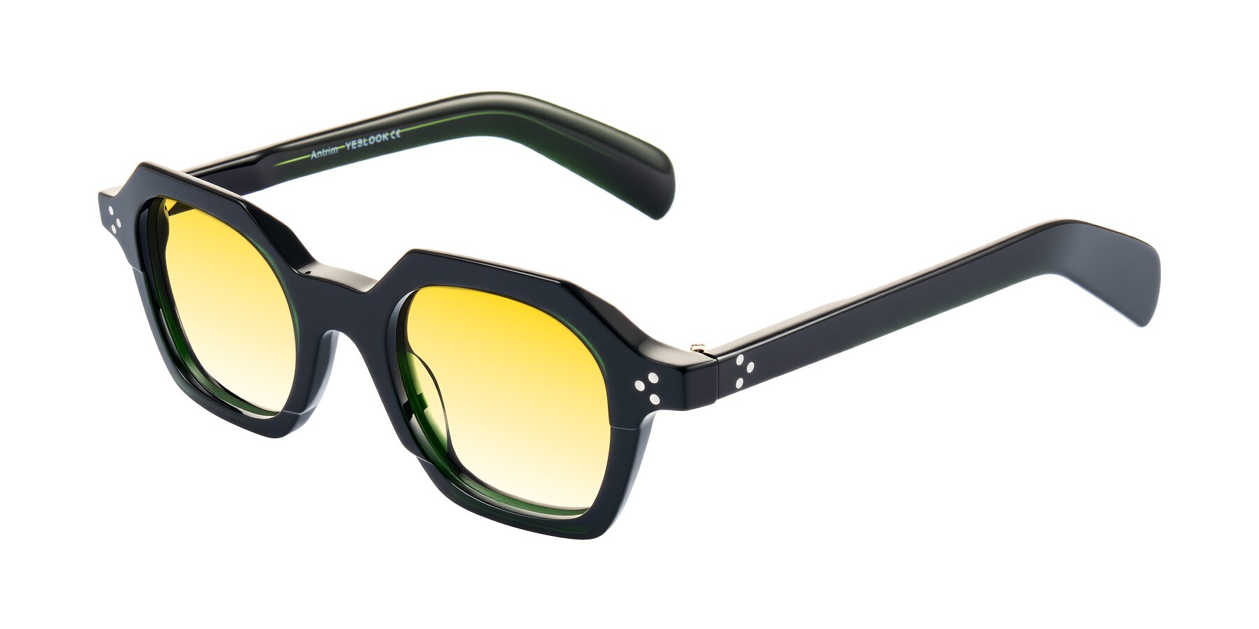 Angle of Antrim in Dark Black Green with Yellow Gradient Lenses
