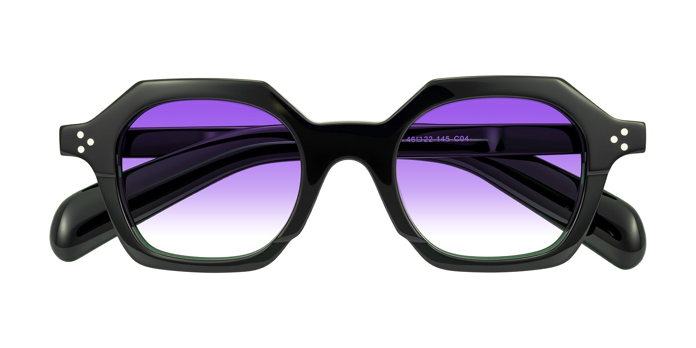 Antrim - Dark Black Green Gradient Sunglasses