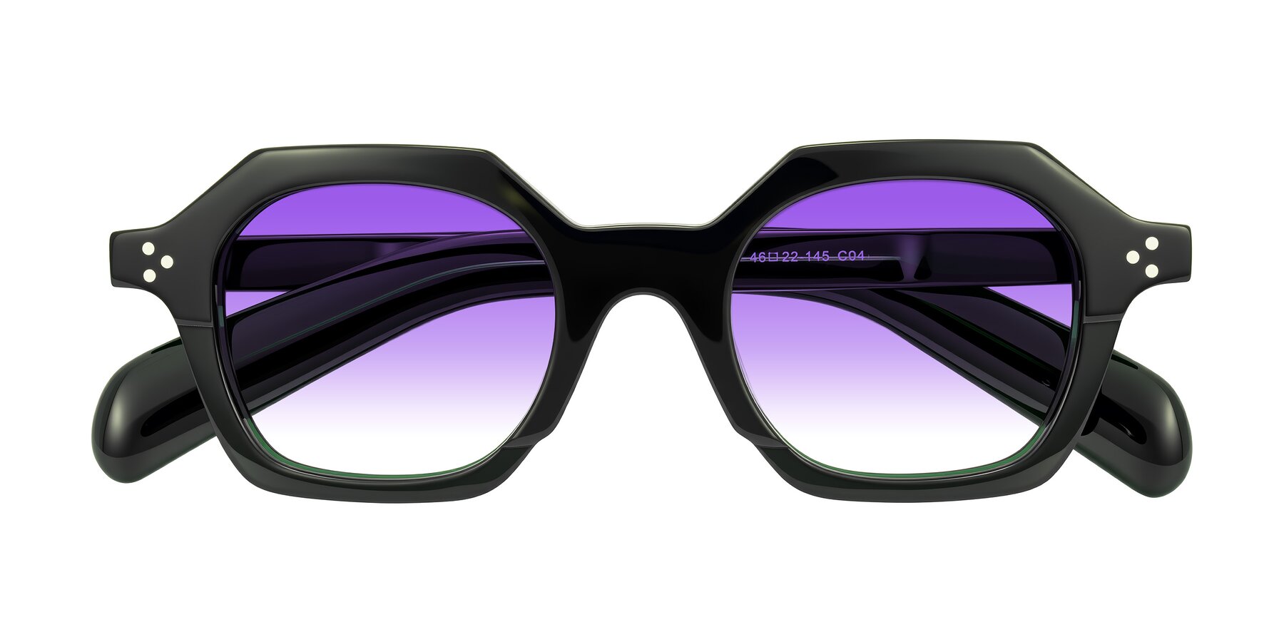 Folded Front of Antrim in Dark Black Green with Purple Gradient Lenses