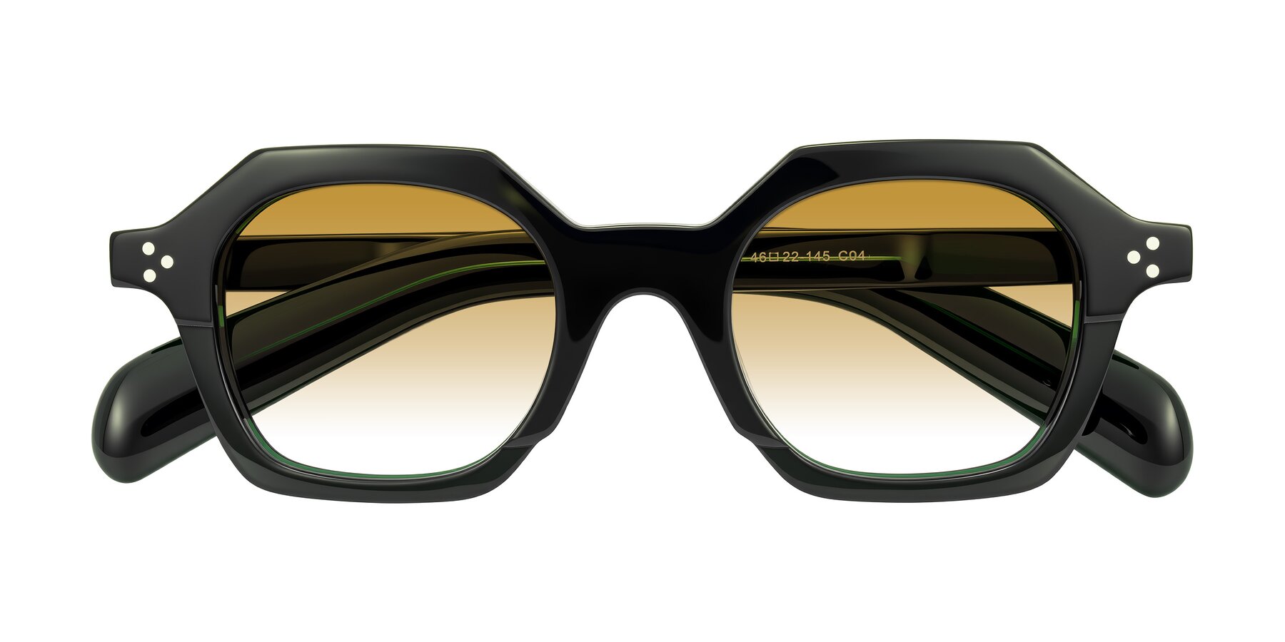 Folded Front of Antrim in Dark Black Green with Champagne Gradient Lenses