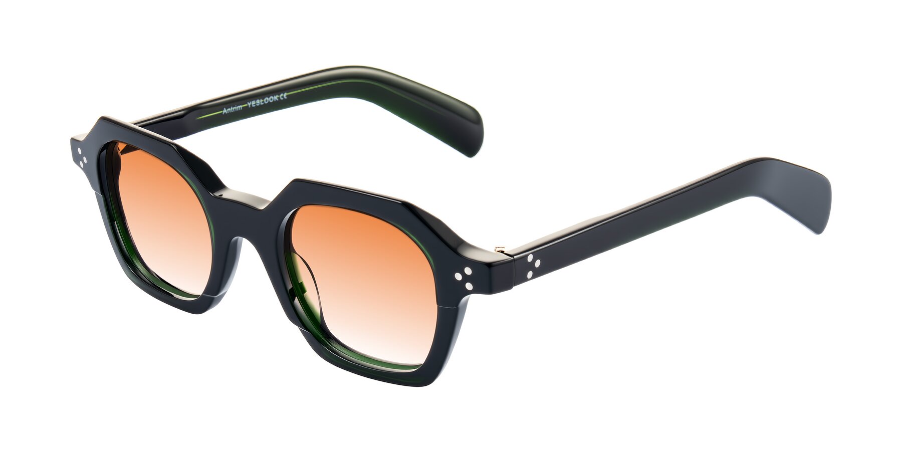 Angle of Antrim in Dark Black Green with Orange Gradient Lenses